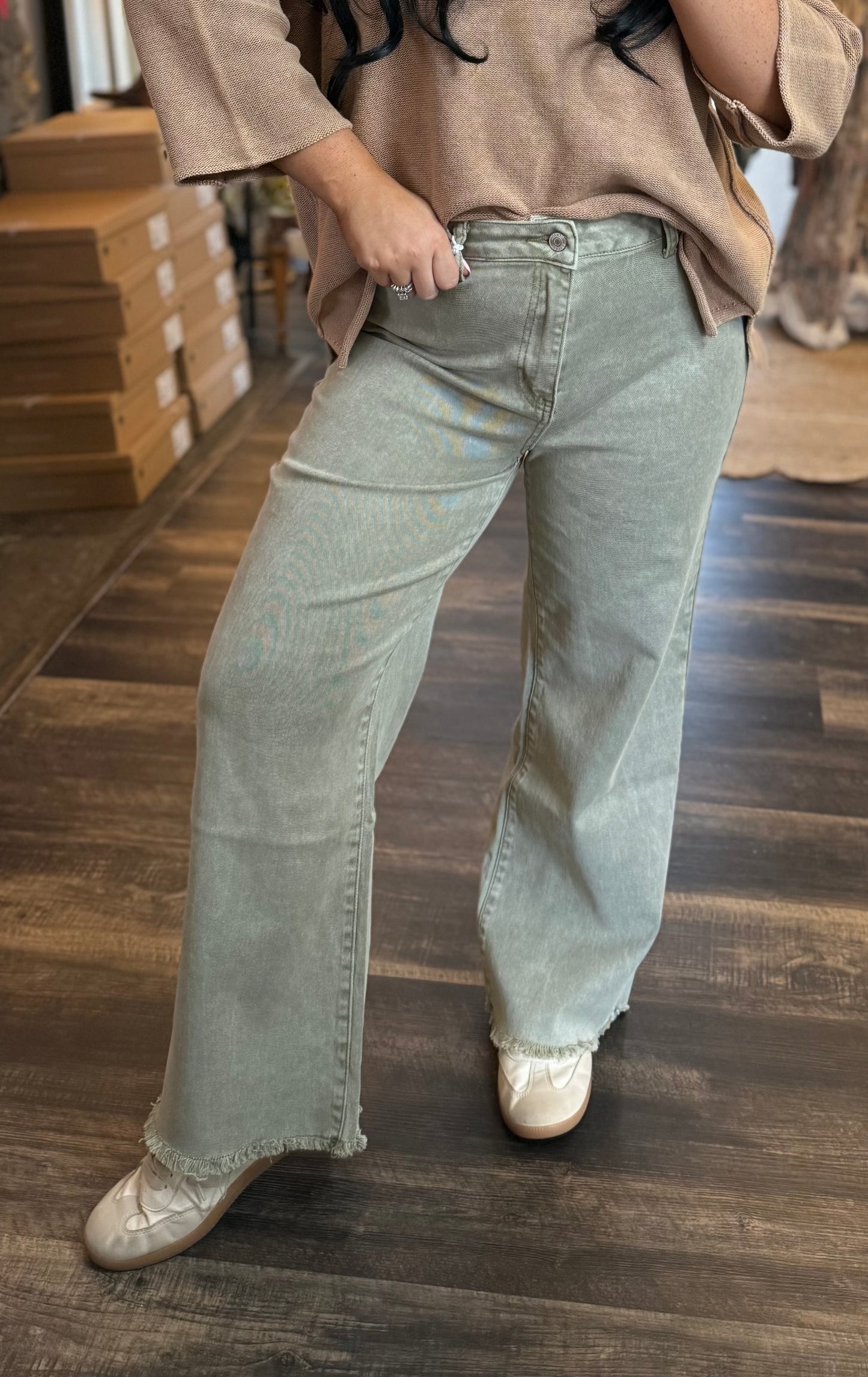 Olive Wide Leg Pants