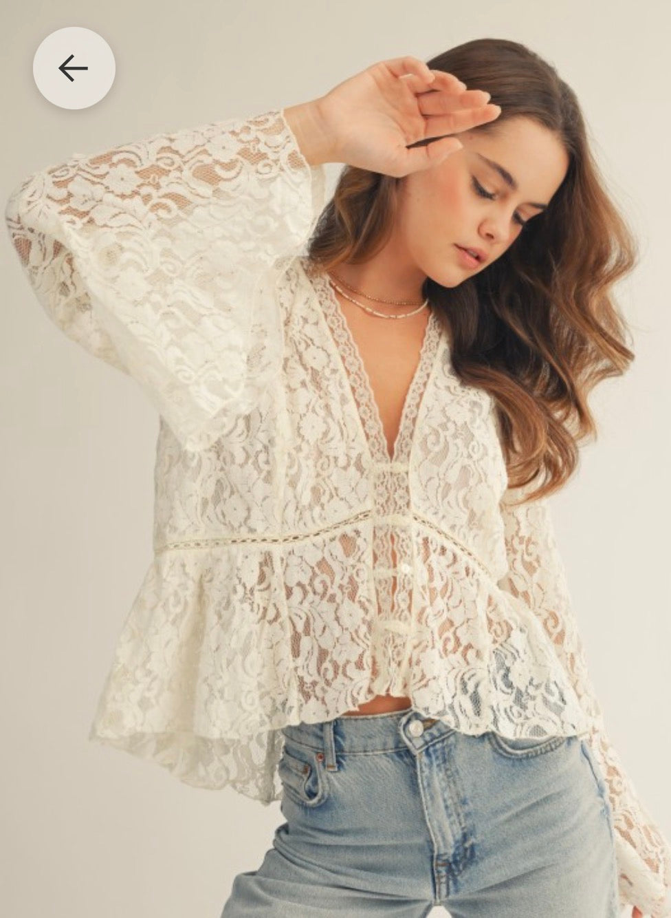 Romantic Floral Lace Button Up Blouse