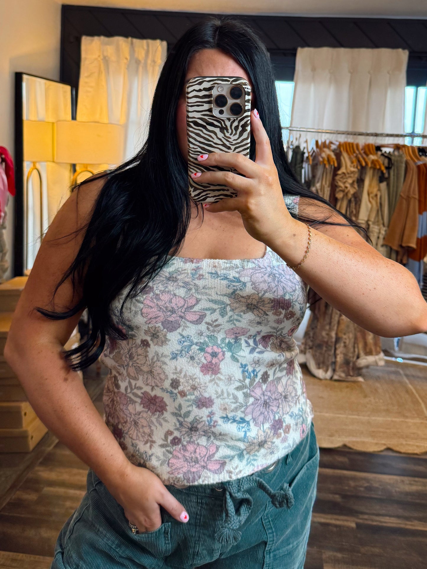 Floral Square Neck Top