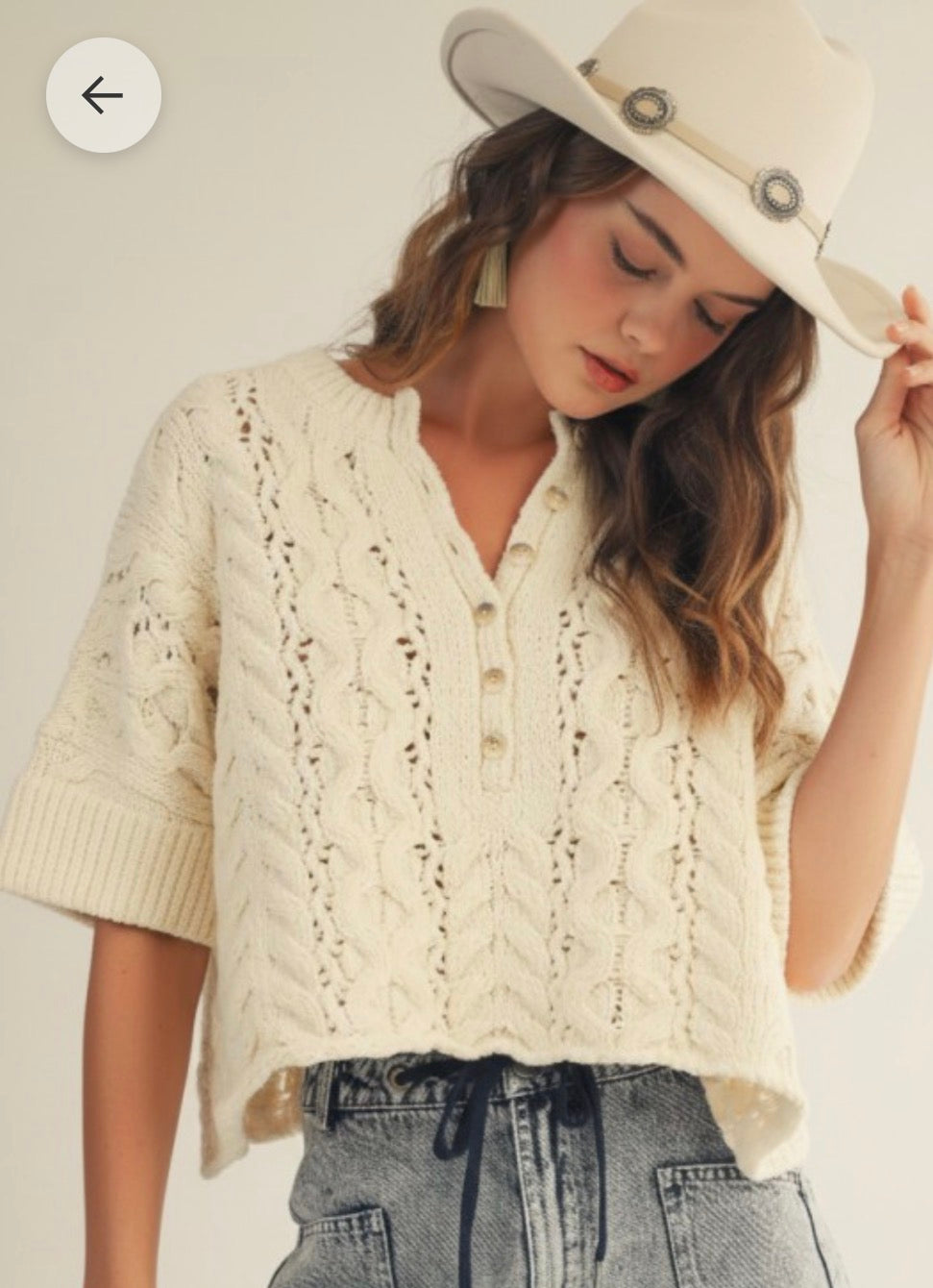 Cable Knit Short Sleeve Top