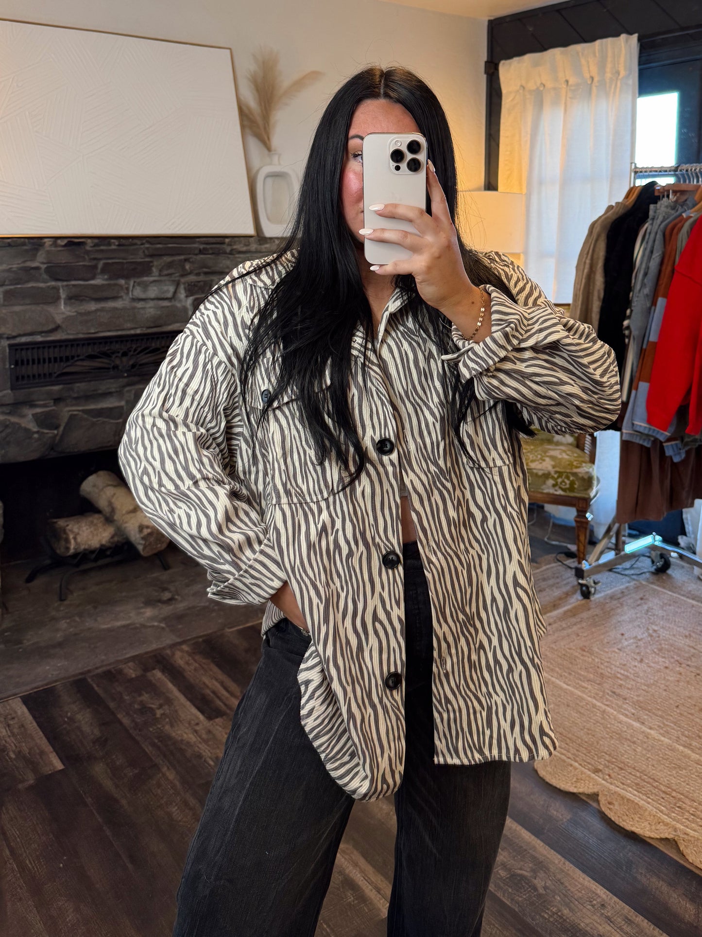 Zebra Button Up Shacket