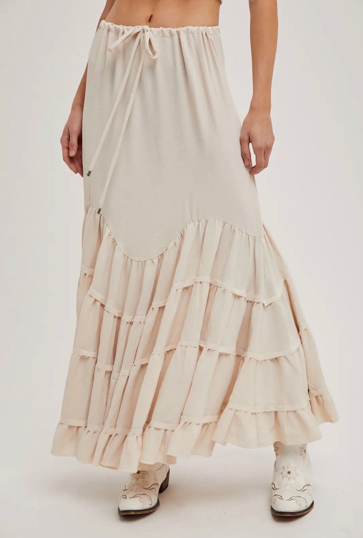 Ruffled Flowy Maxi Skirt