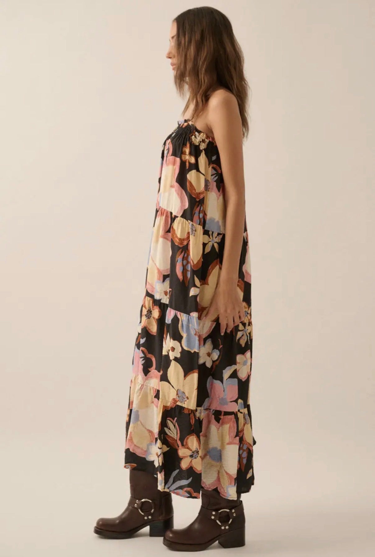 Textured Floral Maxi Dress