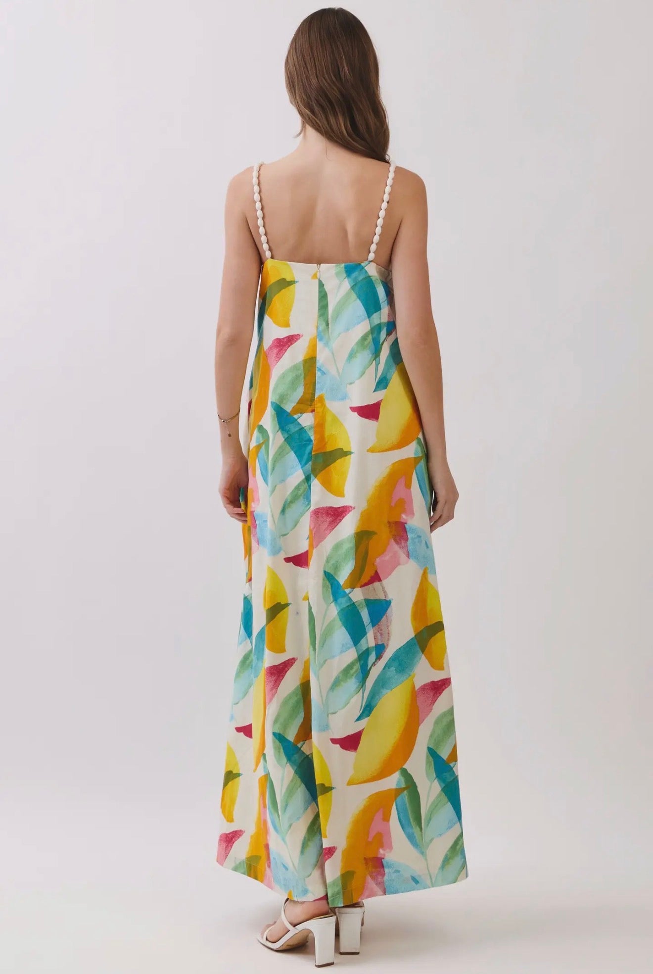 Abstract Tropical Print Maxi Dress