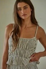 Woven Striped Peplum Tank Top