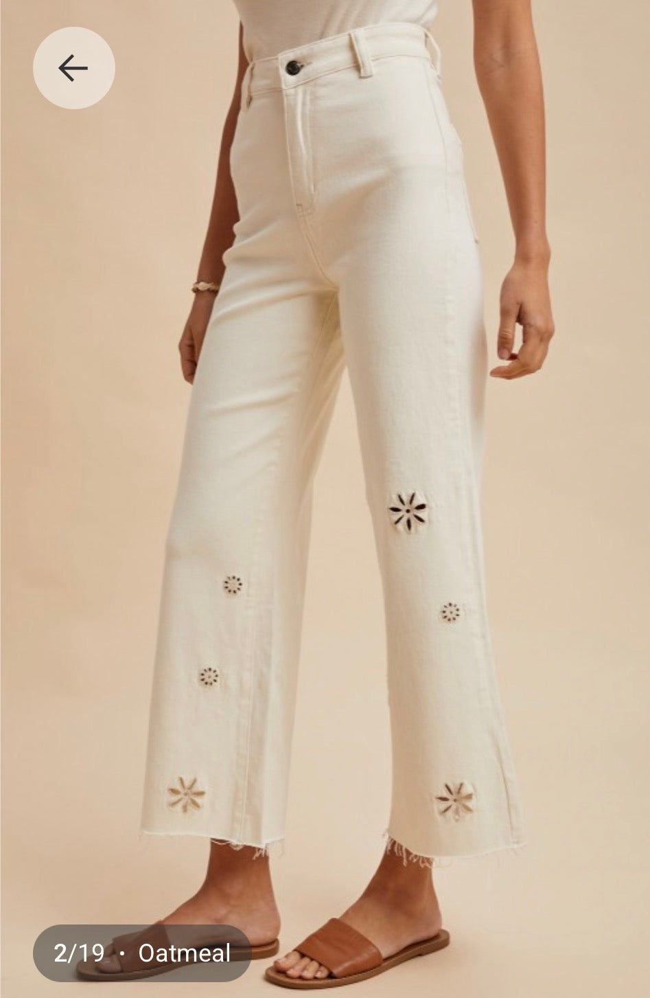 Eyelet Embroidered Wide Leg Pants