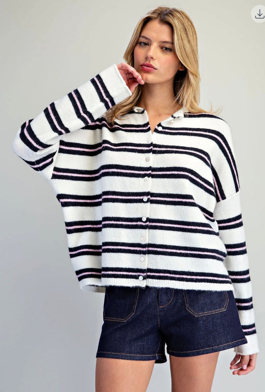 Midnight Berry Stripe Cadigan