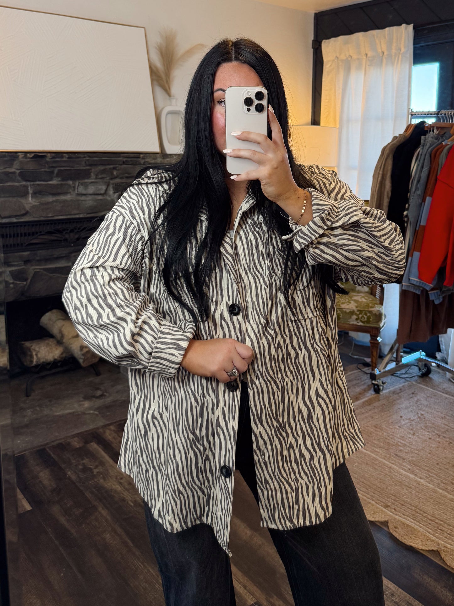 Zebra Button Up Shacket