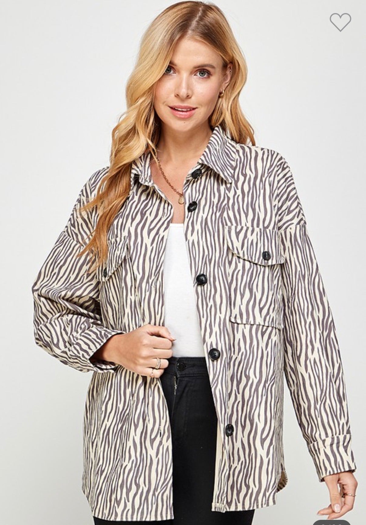 Zebra Button Up Shacket