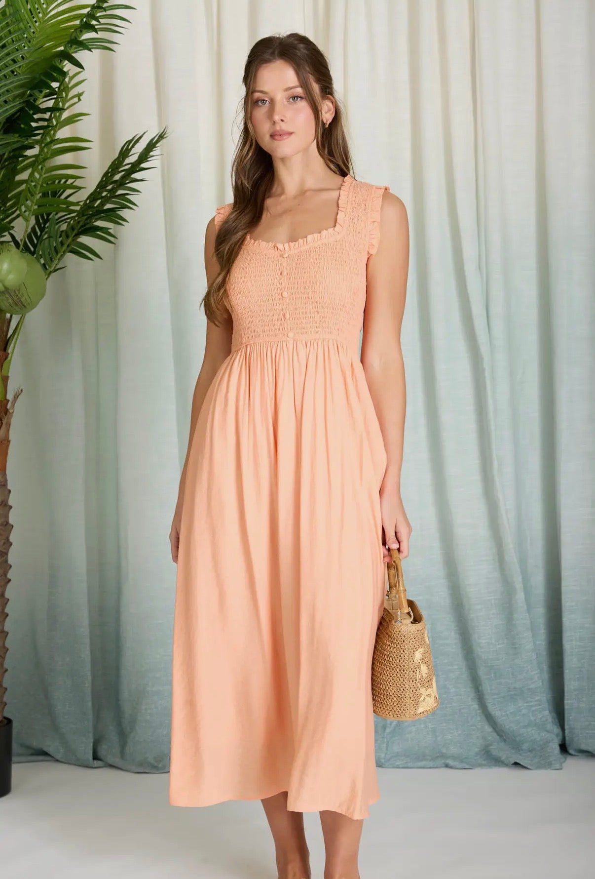 Smocked Top Midi Dress
