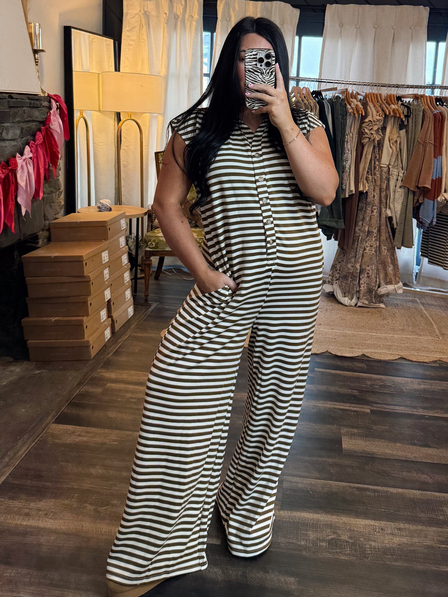 Mocha Stripe Jumpsuit