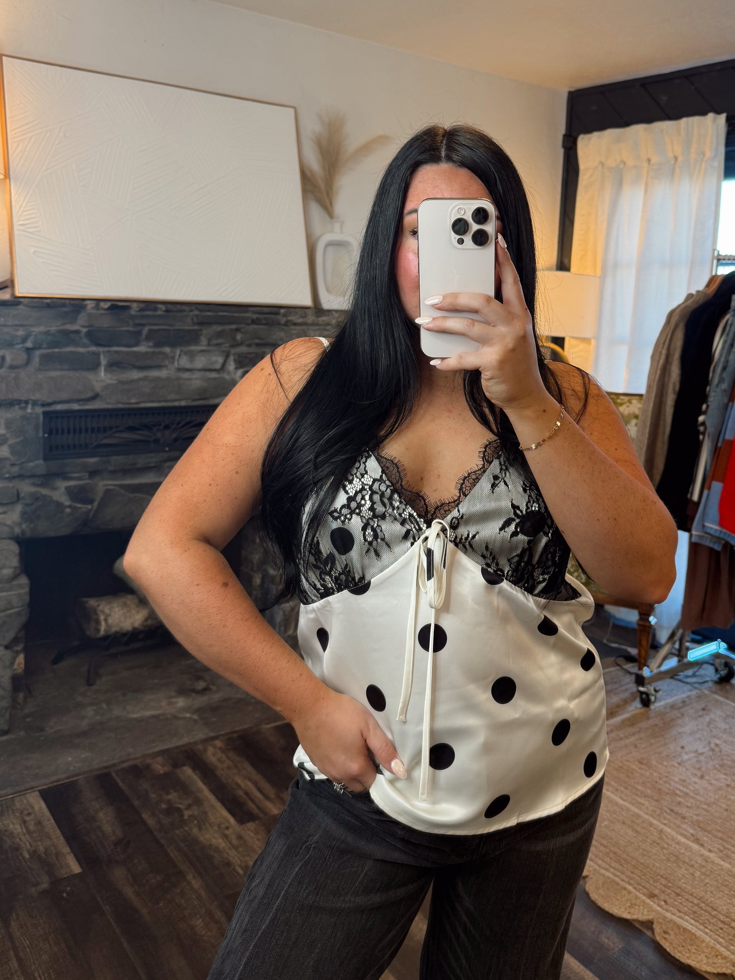 Satin Polka Dot Tank Top