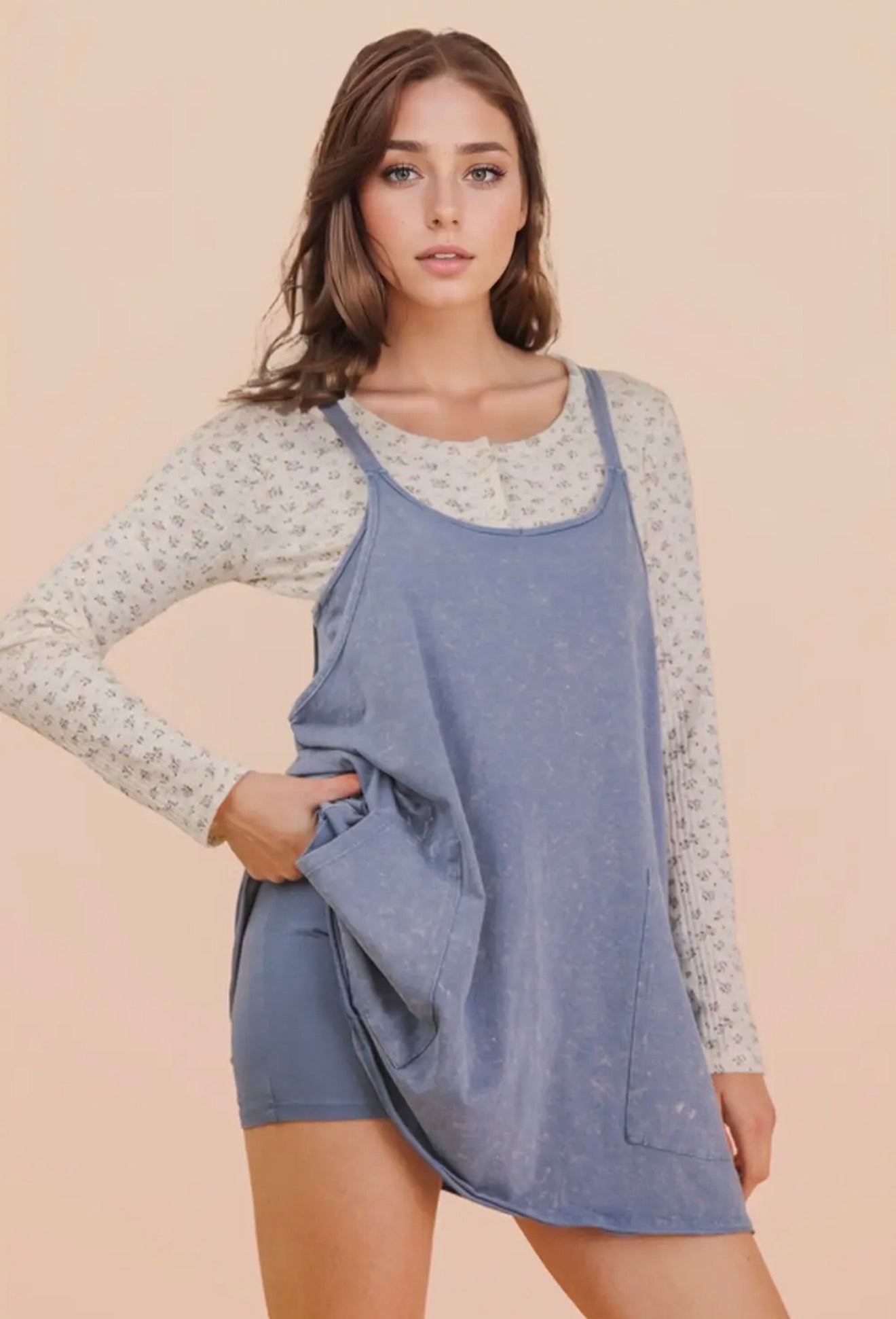 Mineral Washed Shorts Dress