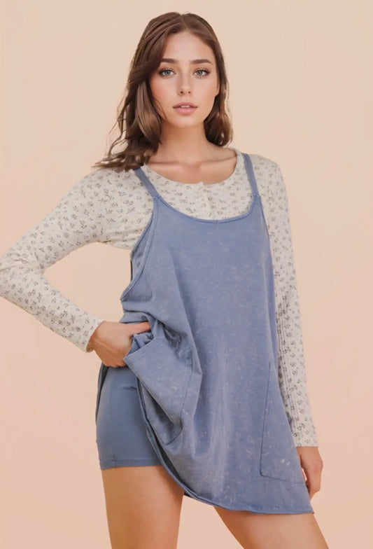 Mineral Washed Shorts Dress
