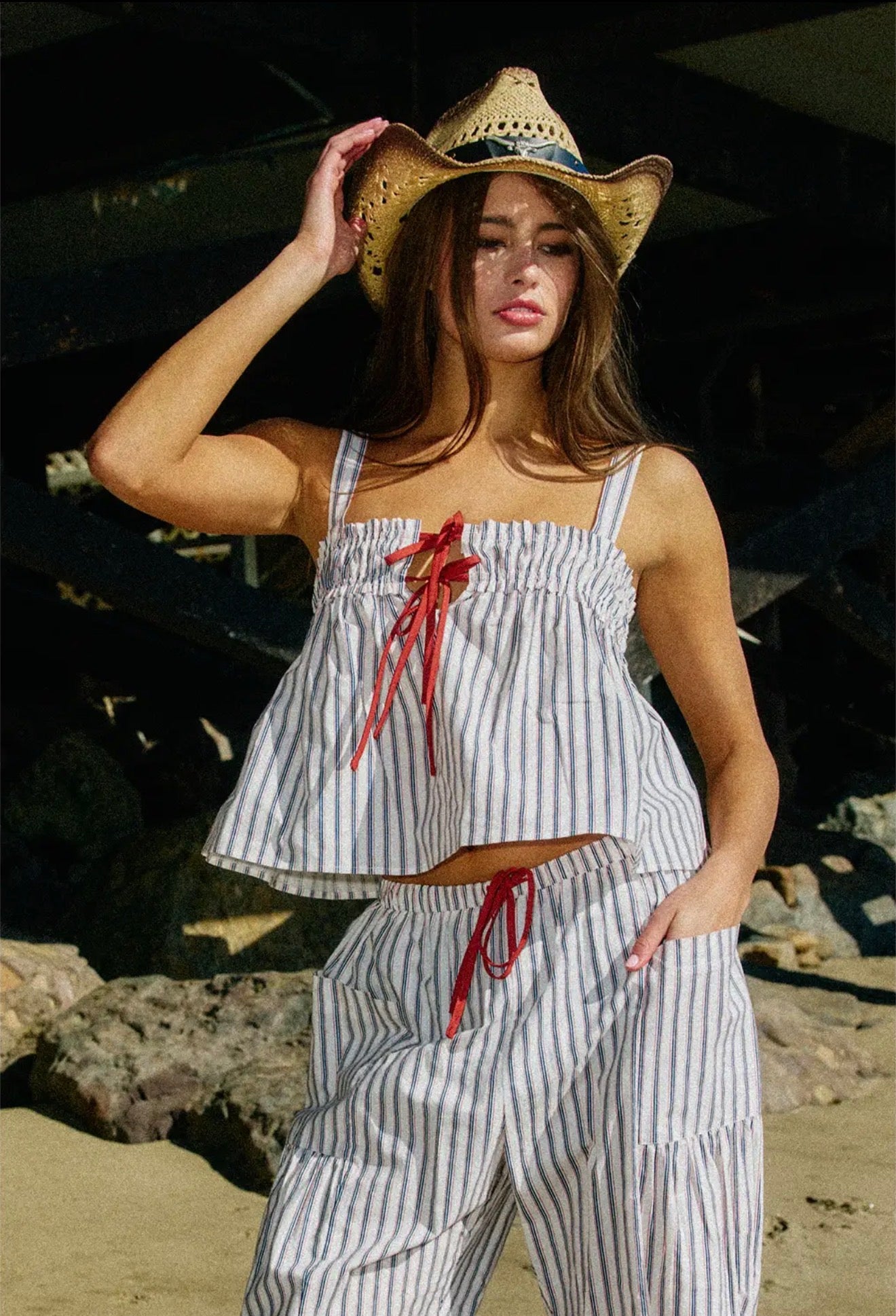 Blue and Red Stripe Top