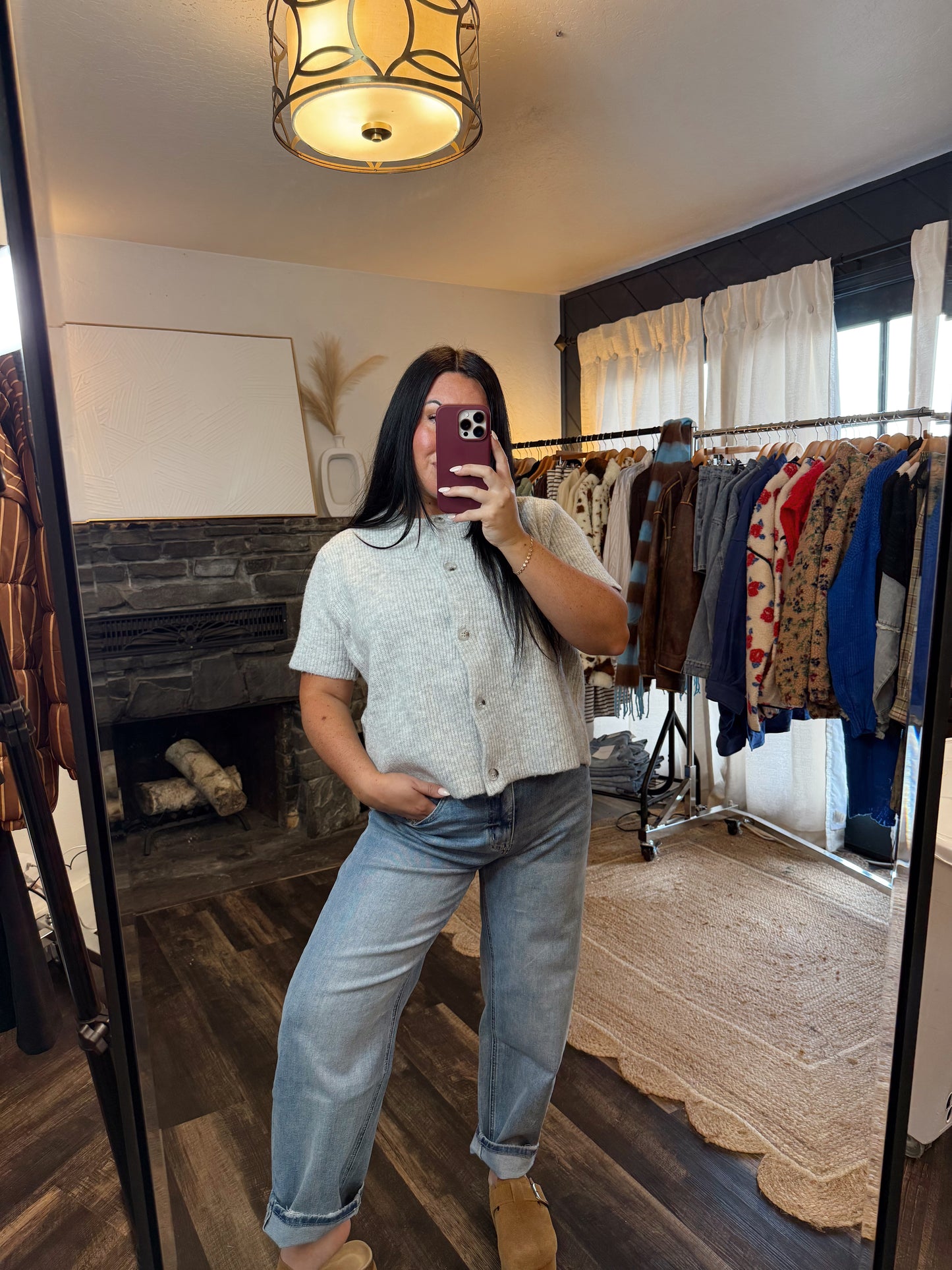 Short Sleeve Button Cardigan