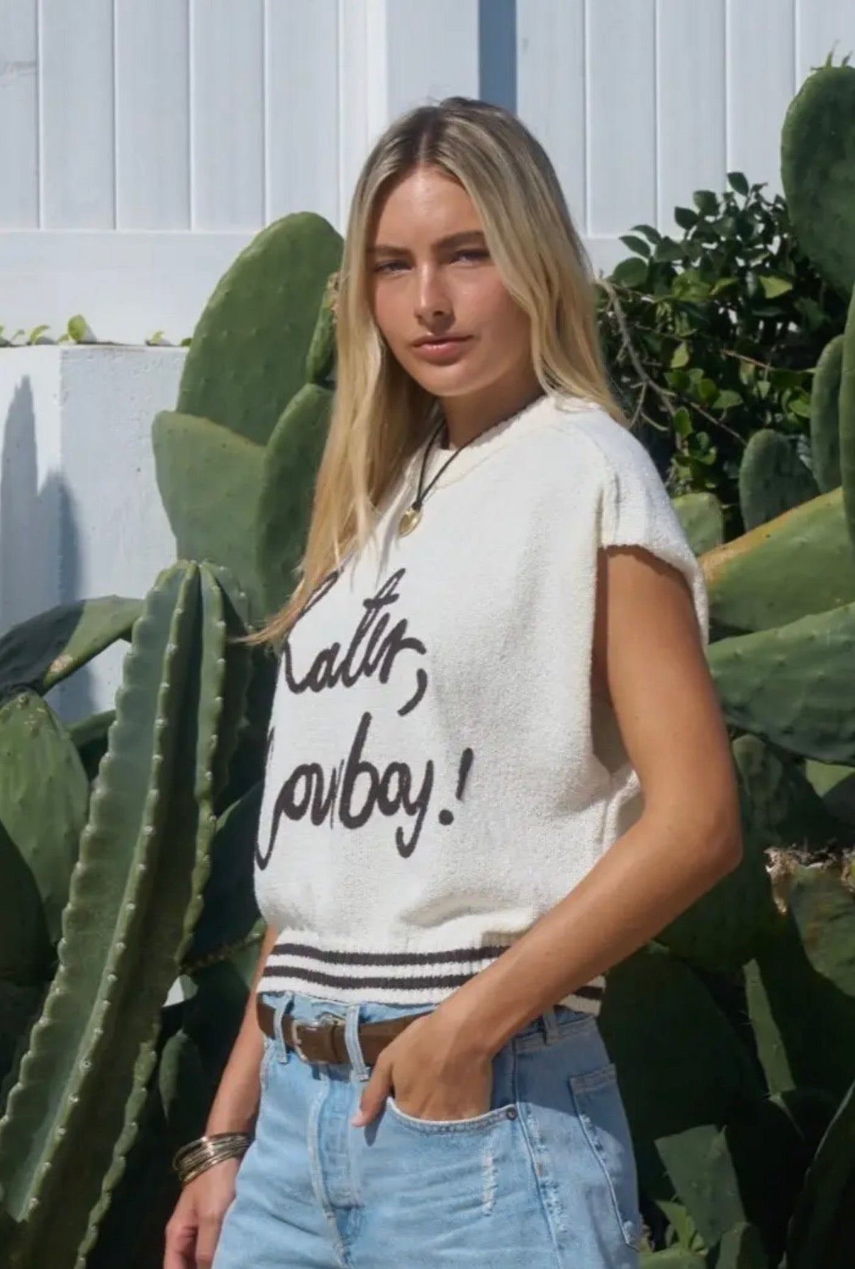 Later Cowboy Graphic Knit Top