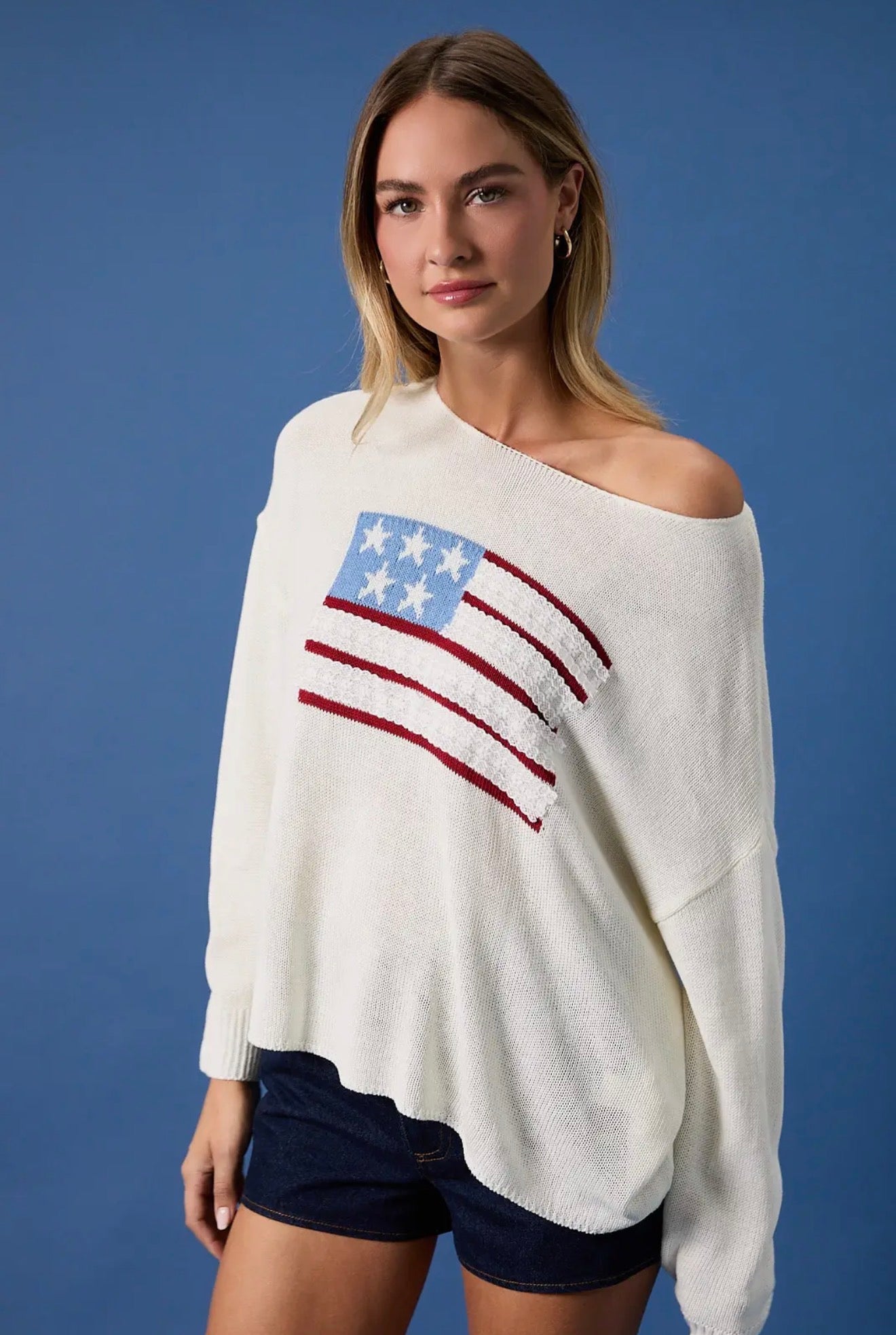Cream Lightweight Flag Sweater