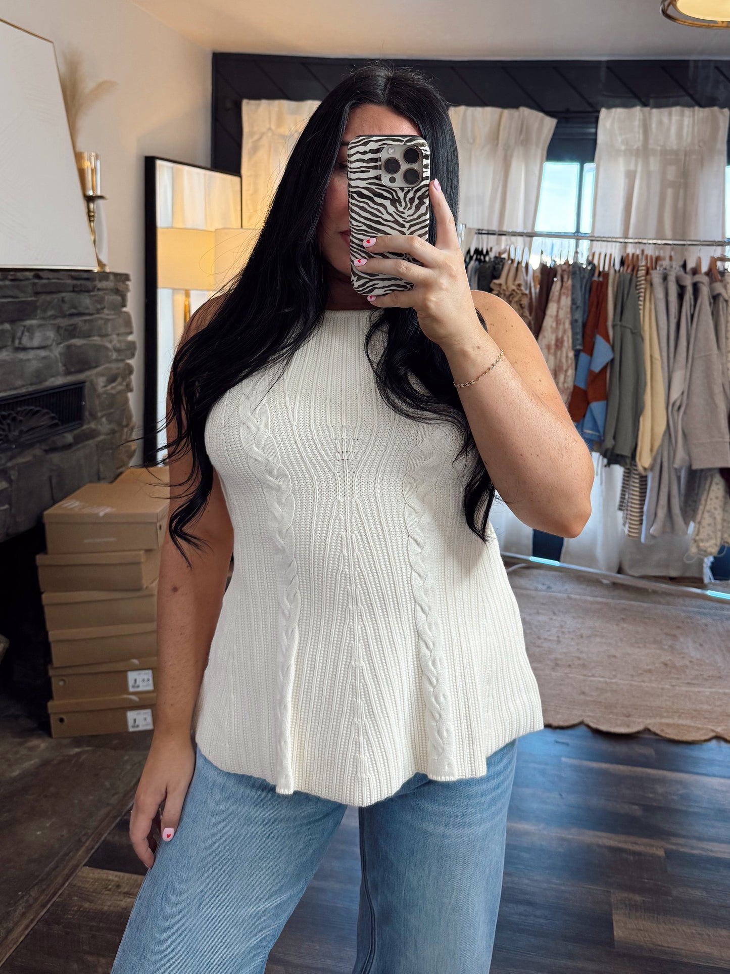 Cable Knit Peplum Top