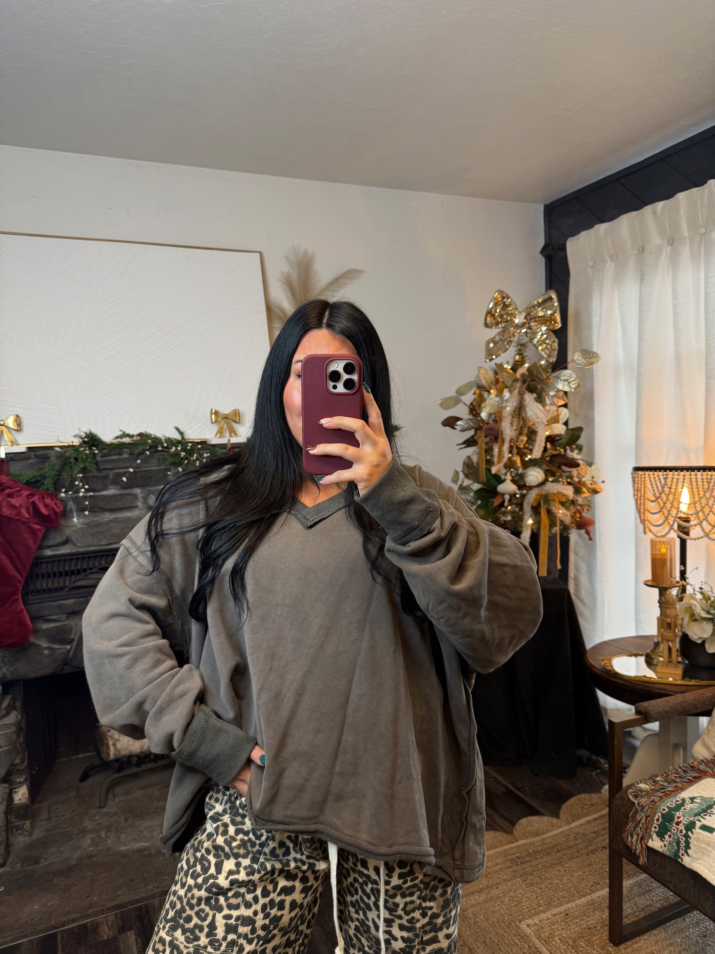 Mineral Washed French Terry Oversized Sweatshirt