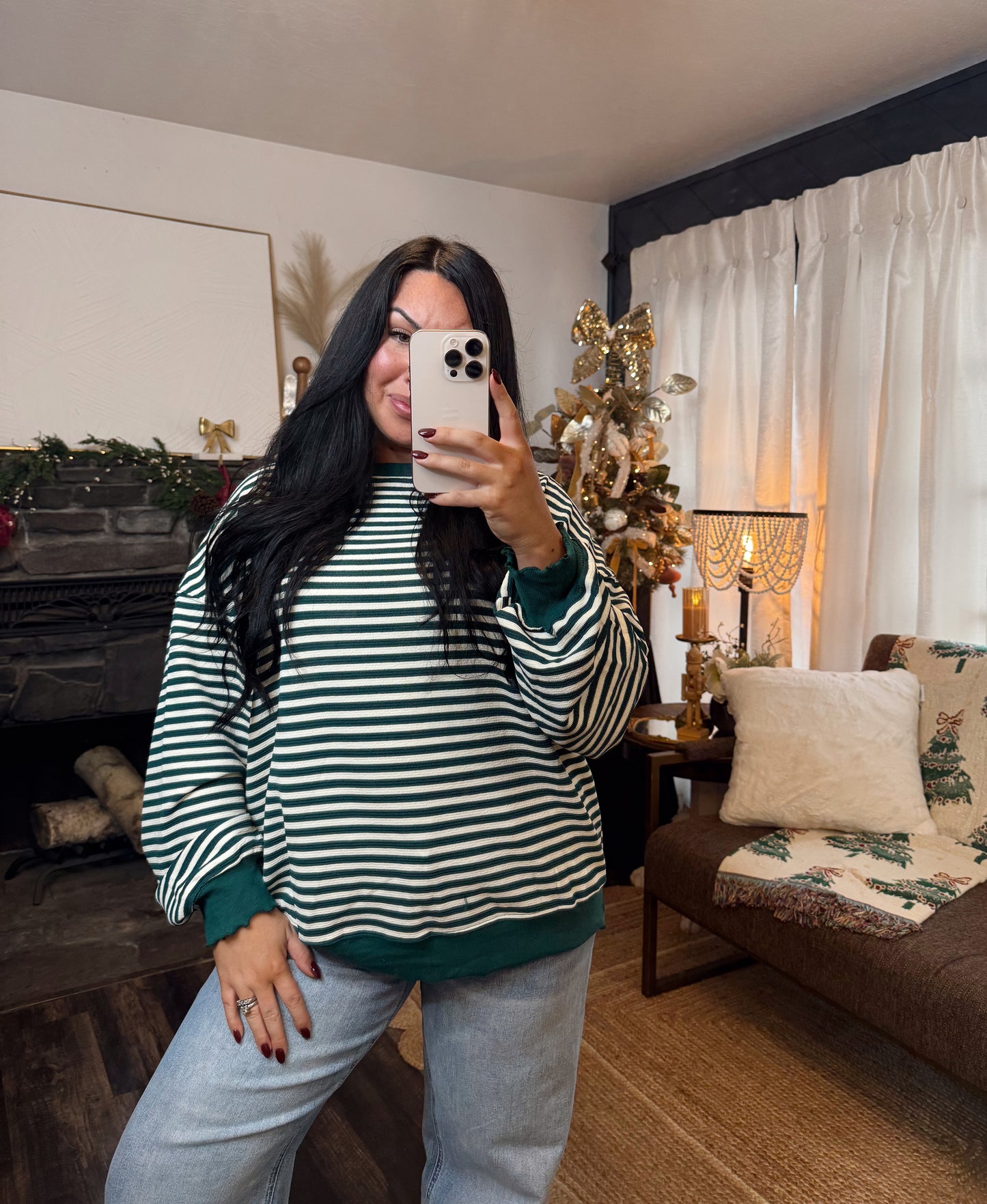 Emerald Stripe Long Sleeve Top