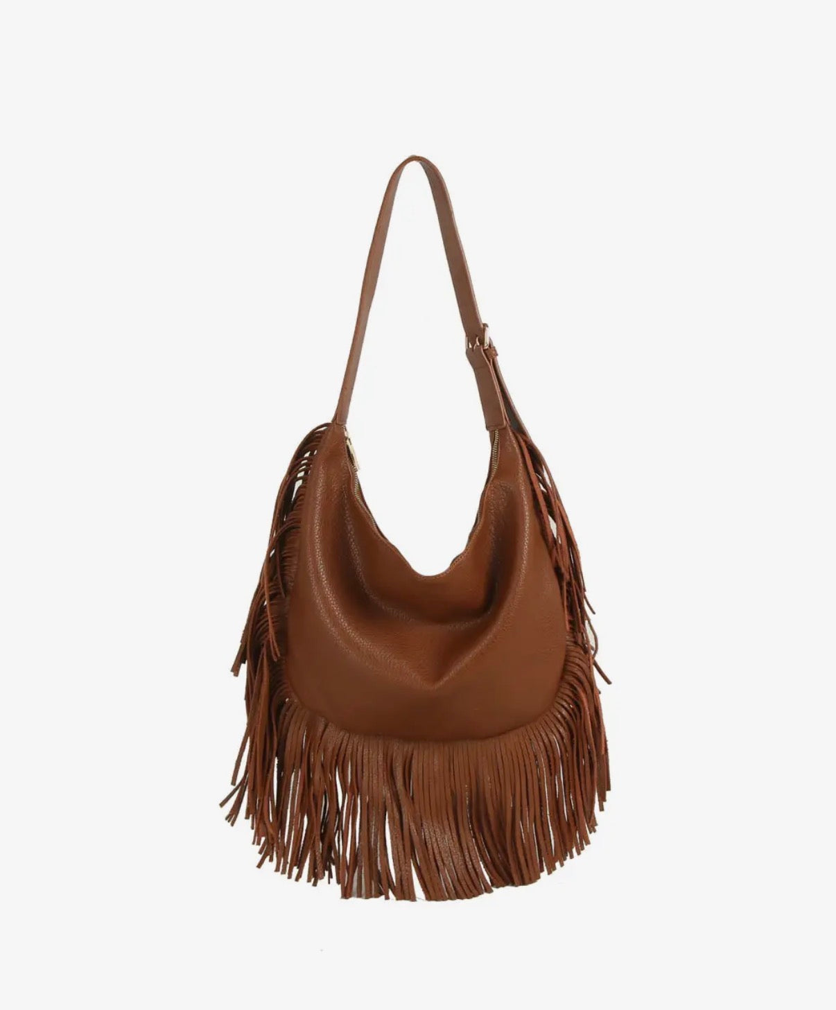 Brown Fringe Hobo Bag