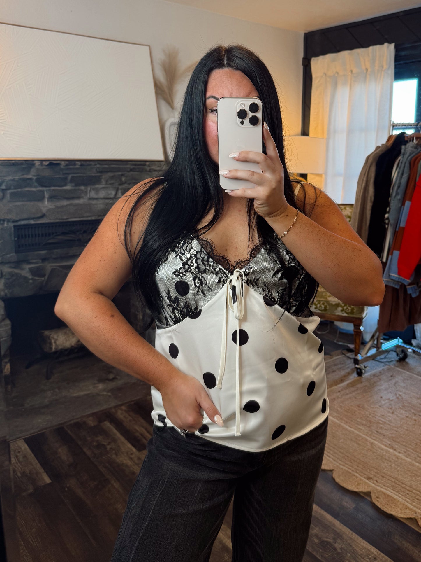 Satin Polka Dot Tank Top