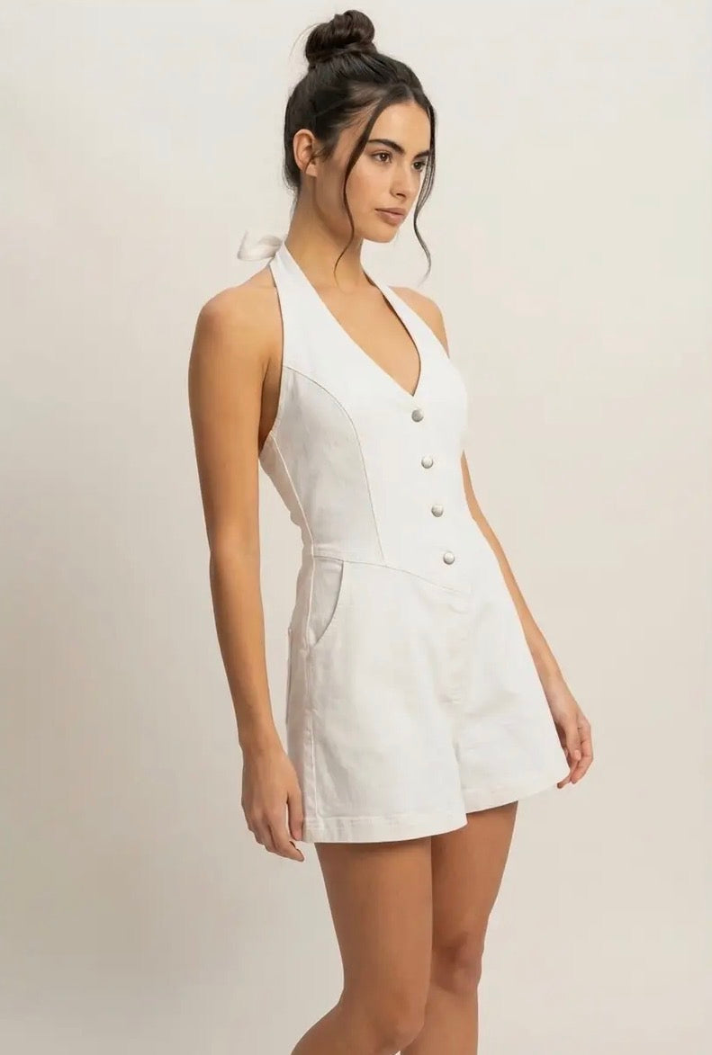 Denim Halter Romper