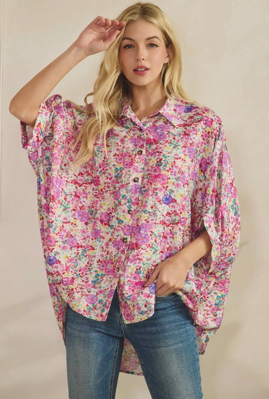 Summer Bloom Button Up Top