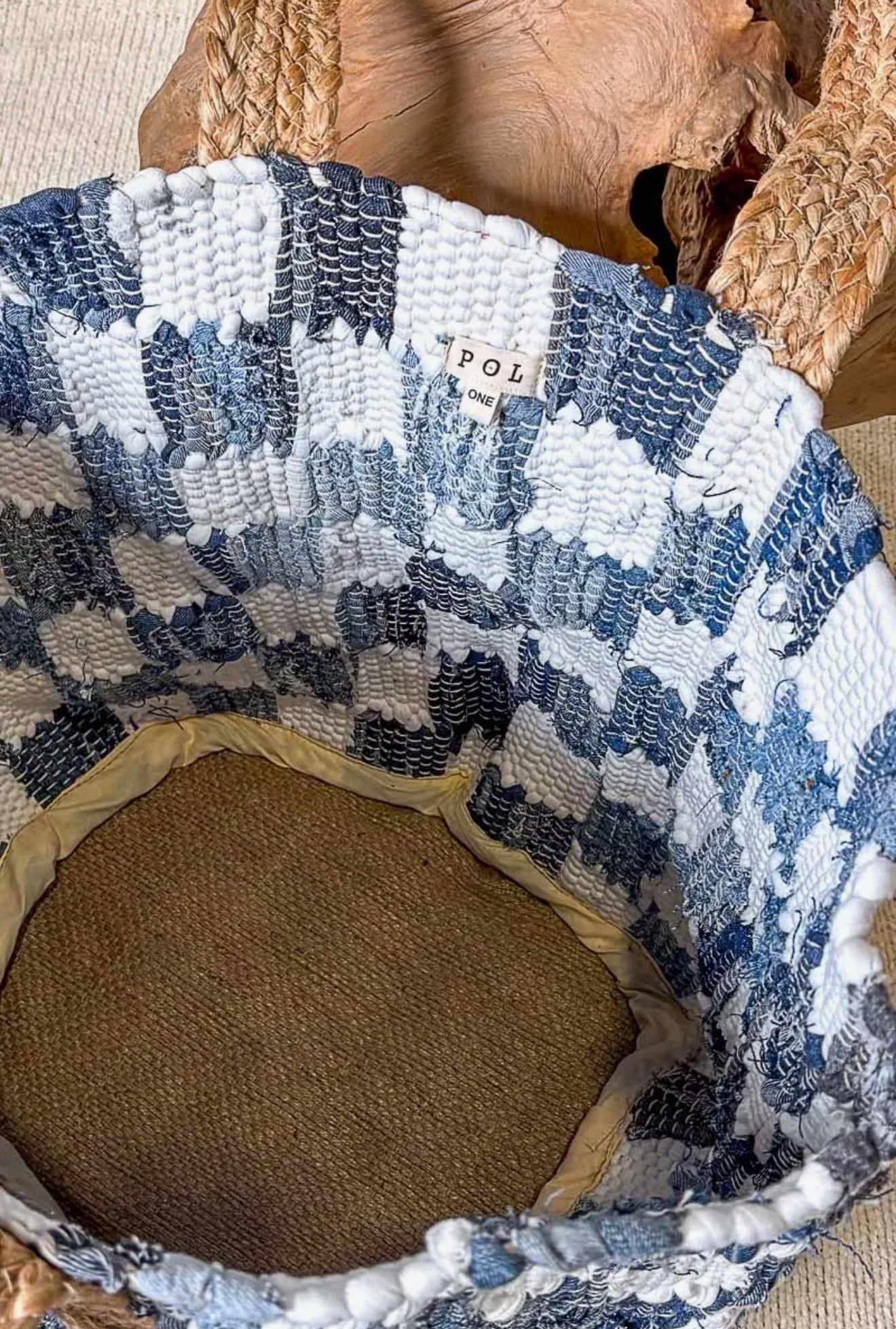 Ivory Denim Checkered Bag