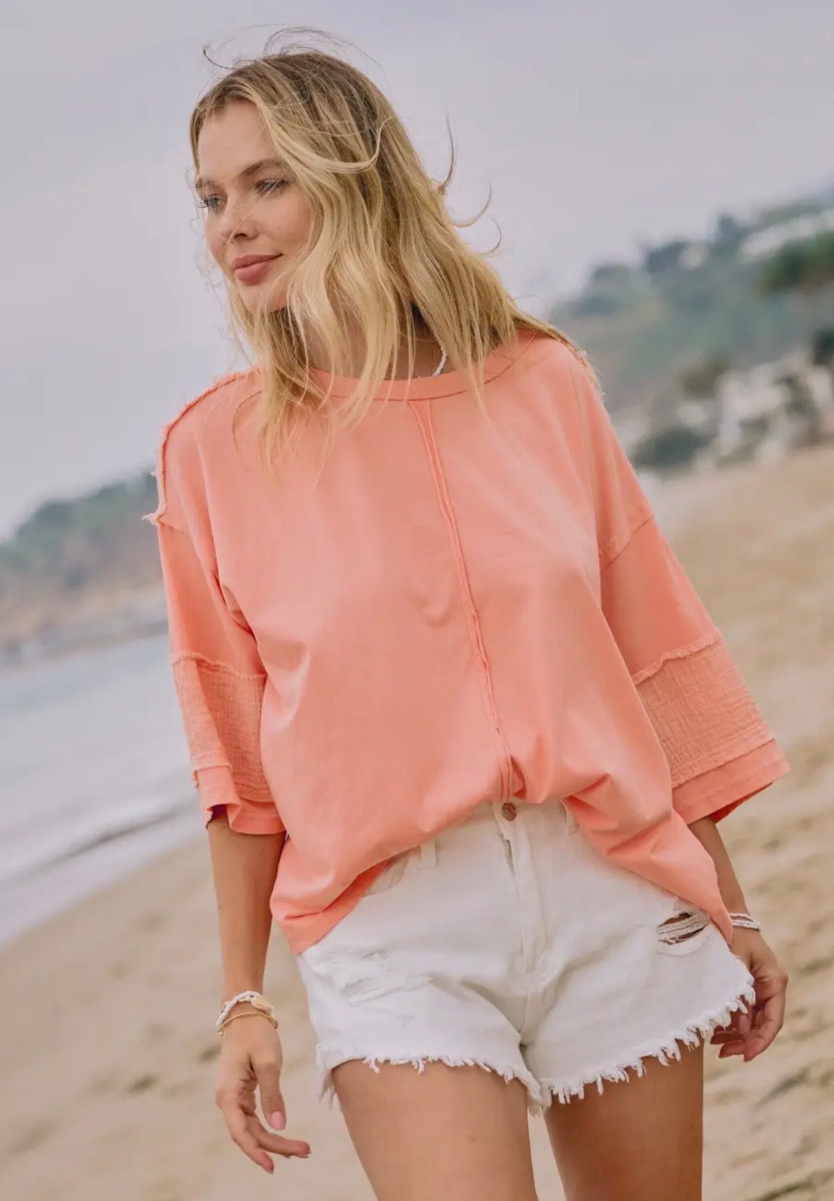 Emma Mixed Fabric Top