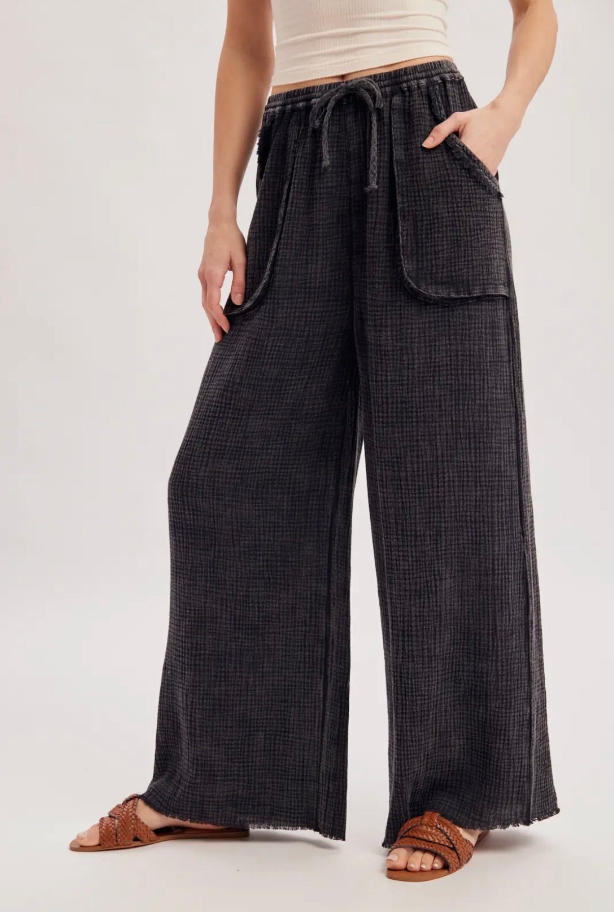 Gauze Wide-Leg Pants