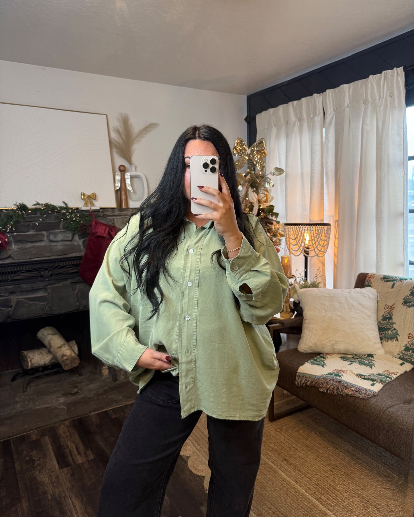 Sage Button Up Collar Shirt