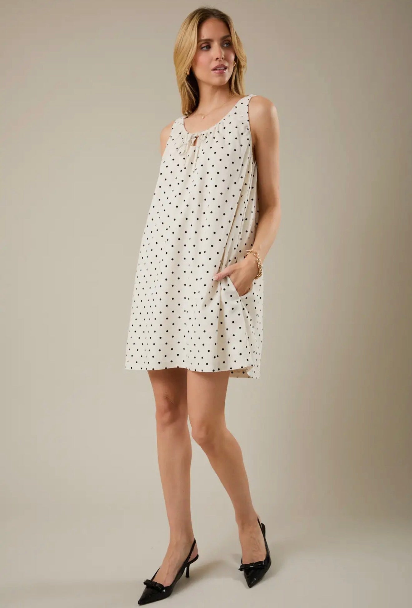 Sleeveless Polka Dot Dress