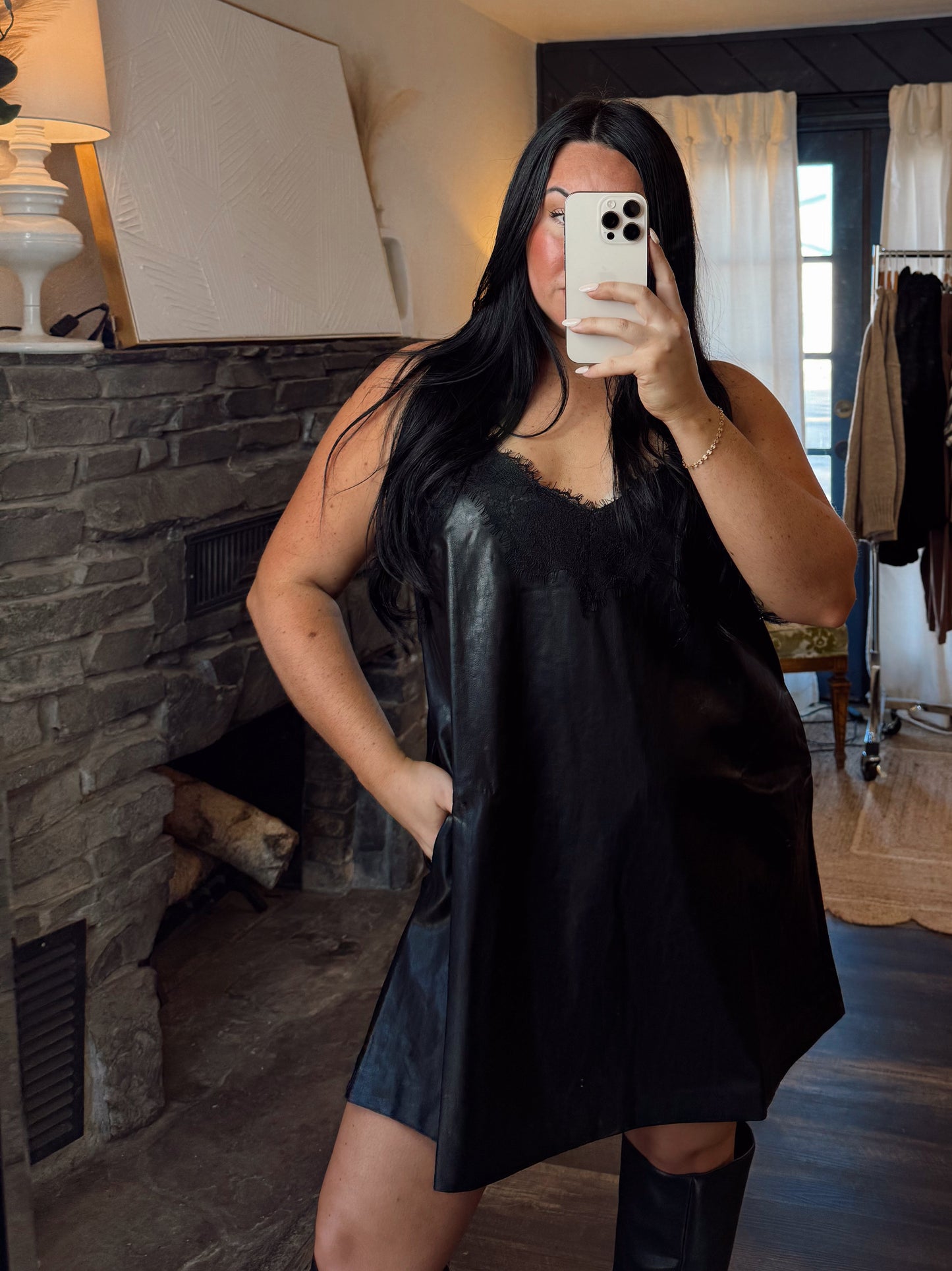 Black Leather Mini Dress