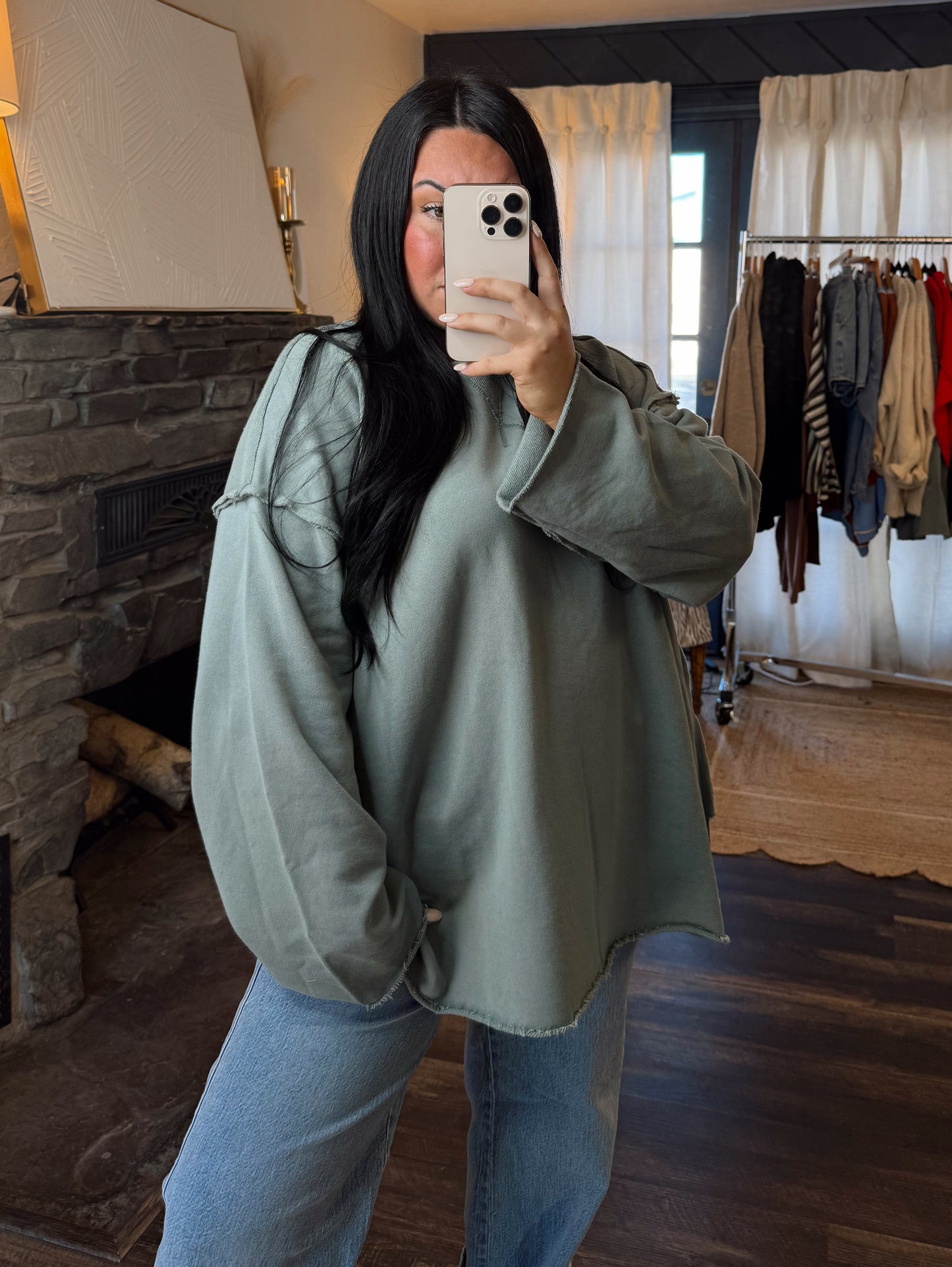 Oversized Raw Edge Pullover