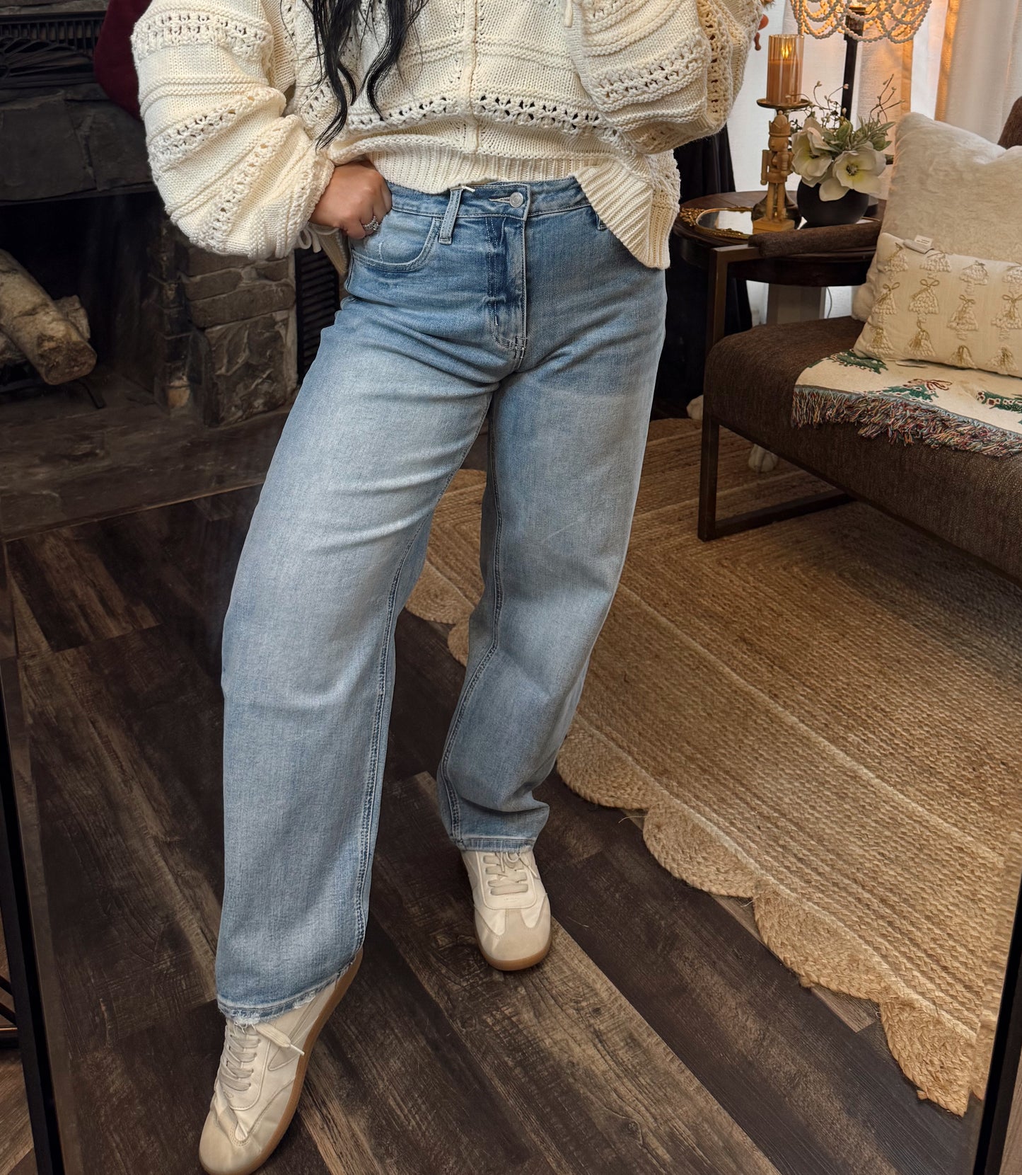 Vervet High Rise Light Wash Barrel Leg Jeans