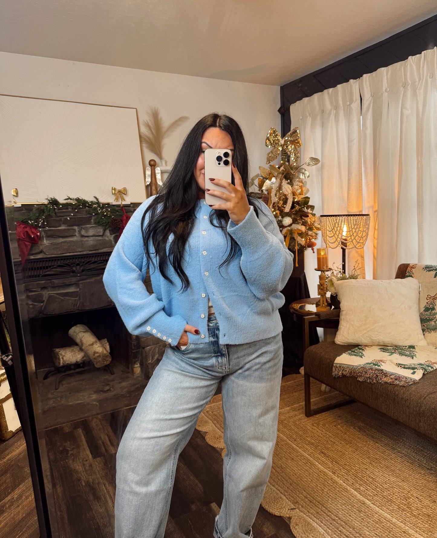 Icy Blue Button Up Cardigan