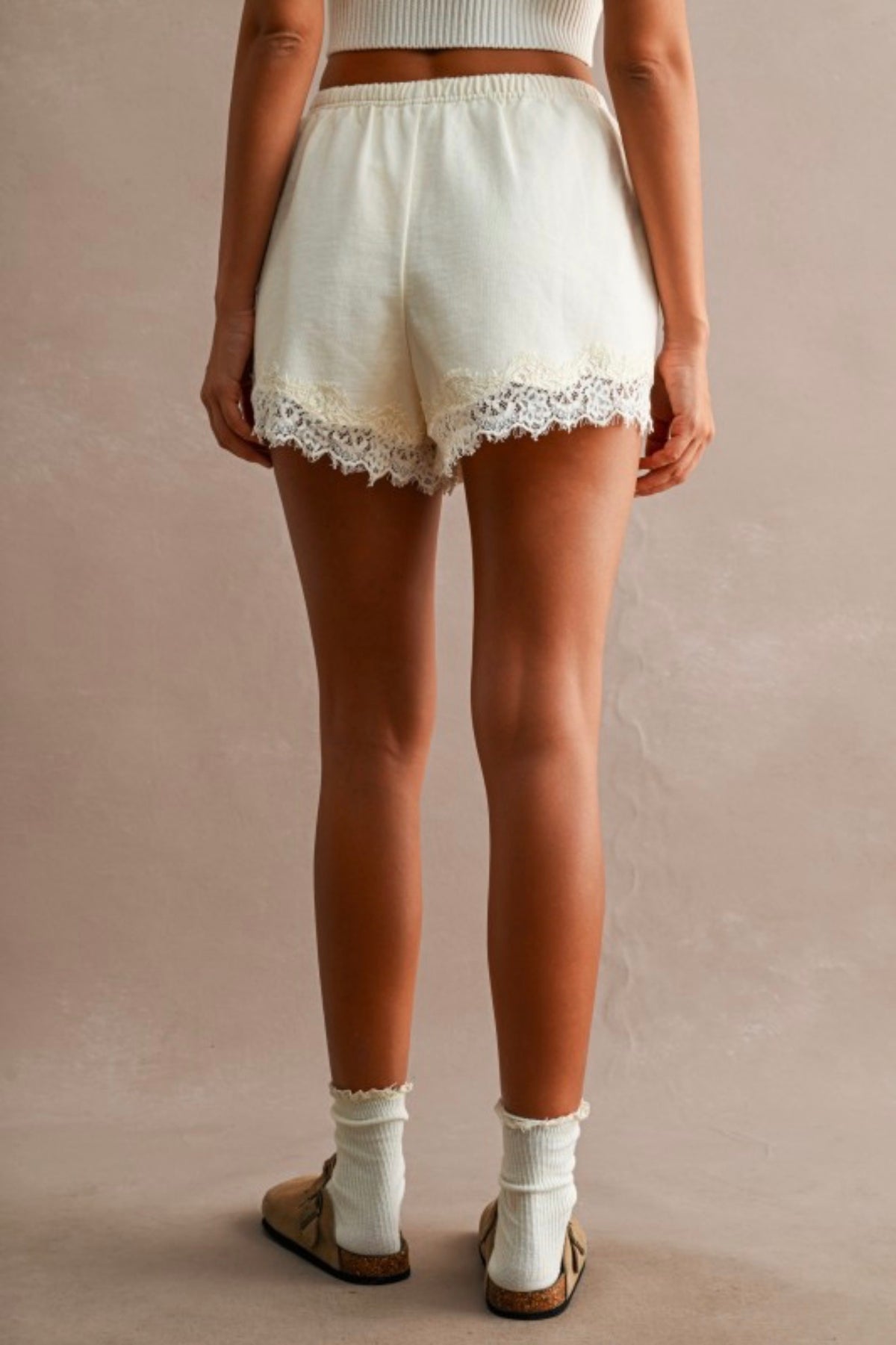 French Terry Pull On Lace Short
