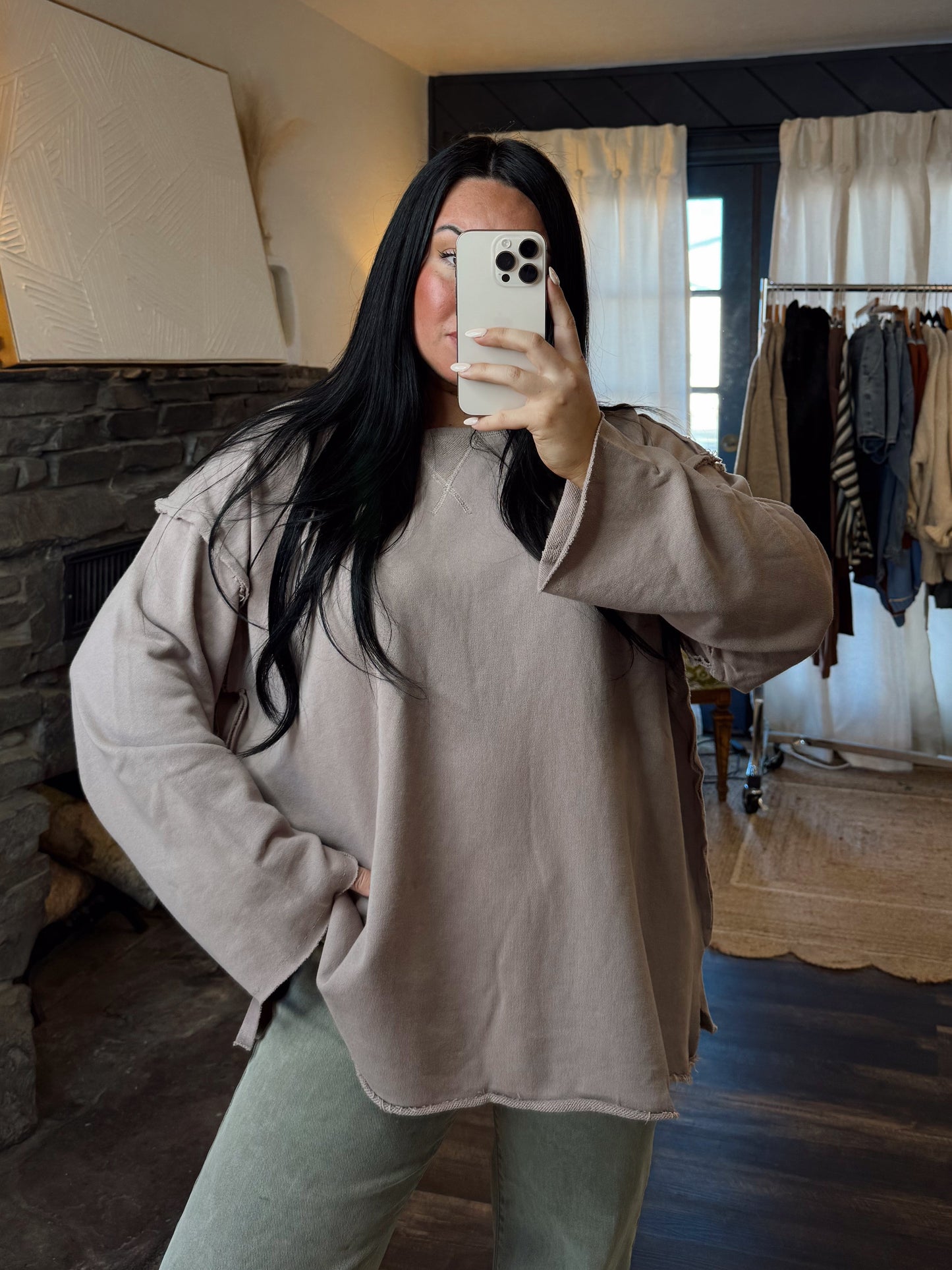 Oversized Raw Edge Pullover