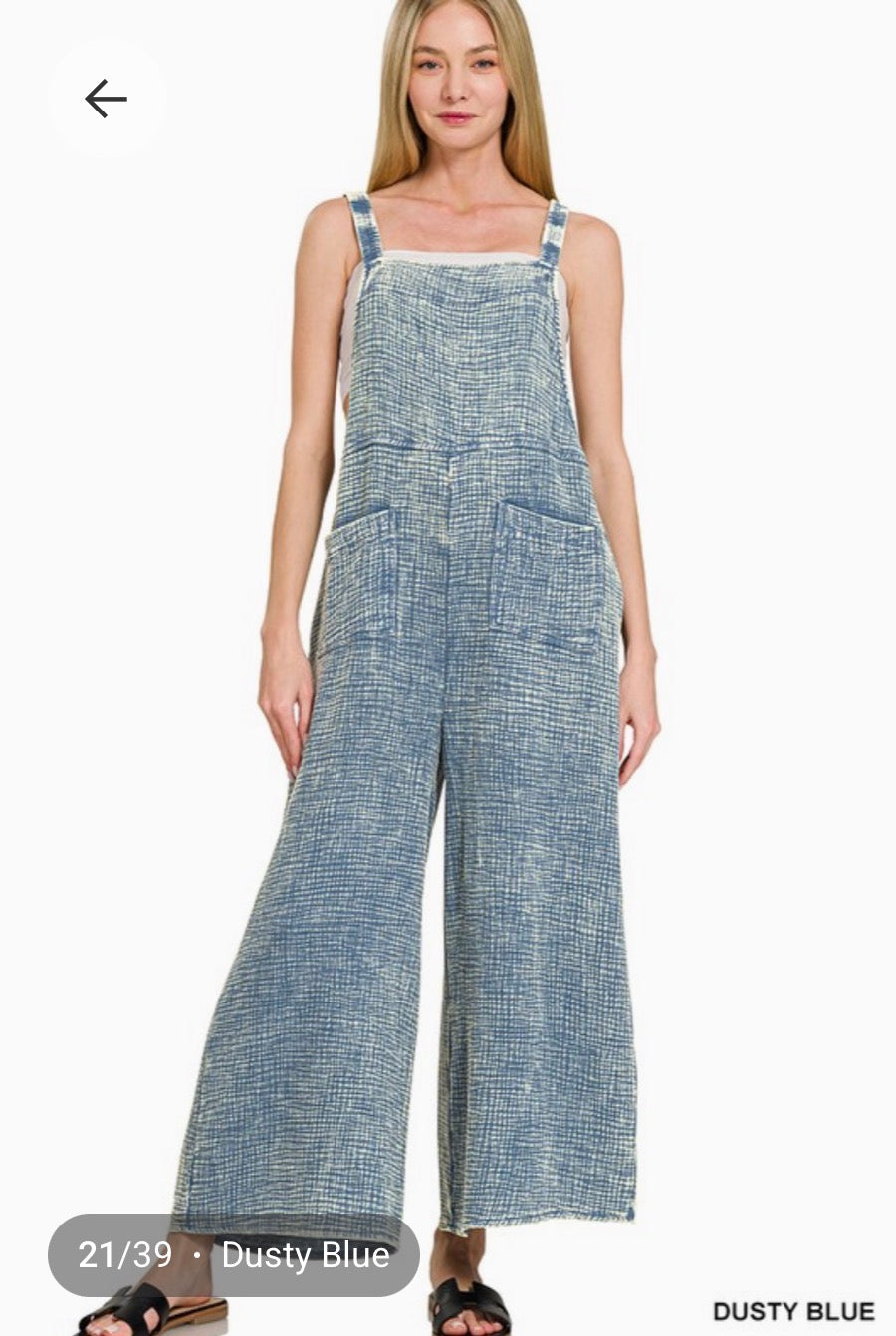 Washed Gauze Wide Leg Overalls