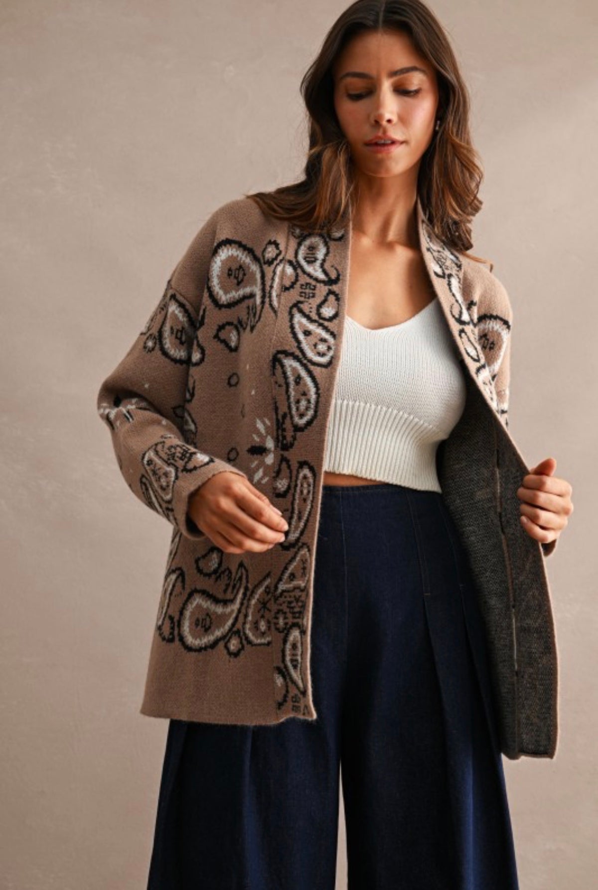 Paisley Open Front Cardigan