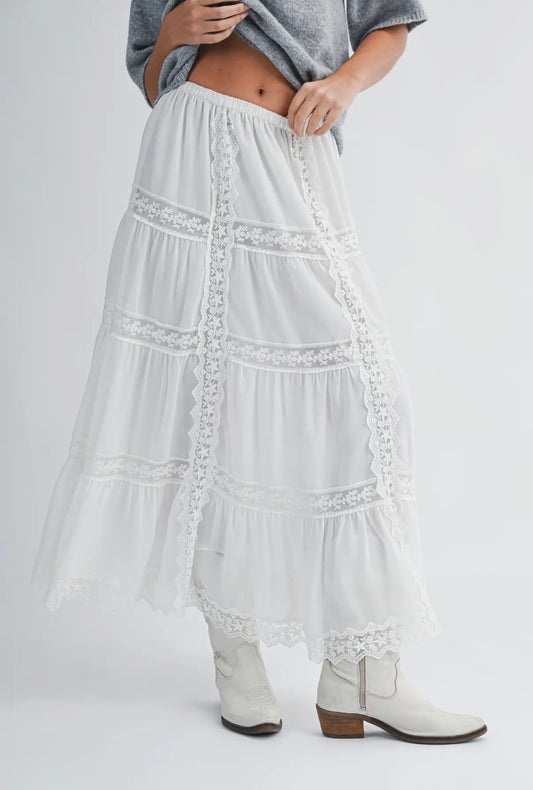 Lace Trim Maxi Skirt