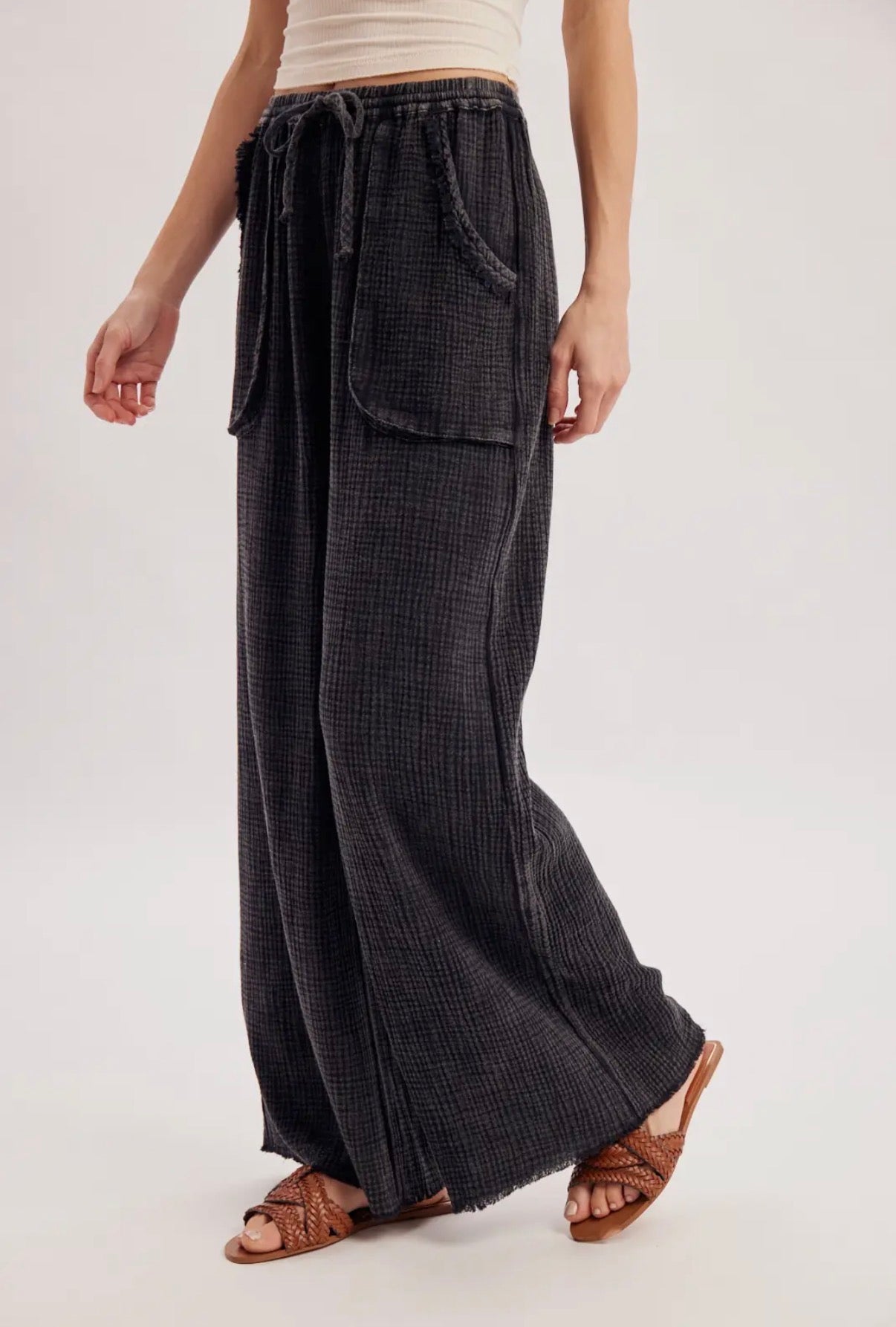 Gauze Wide-Leg Pants