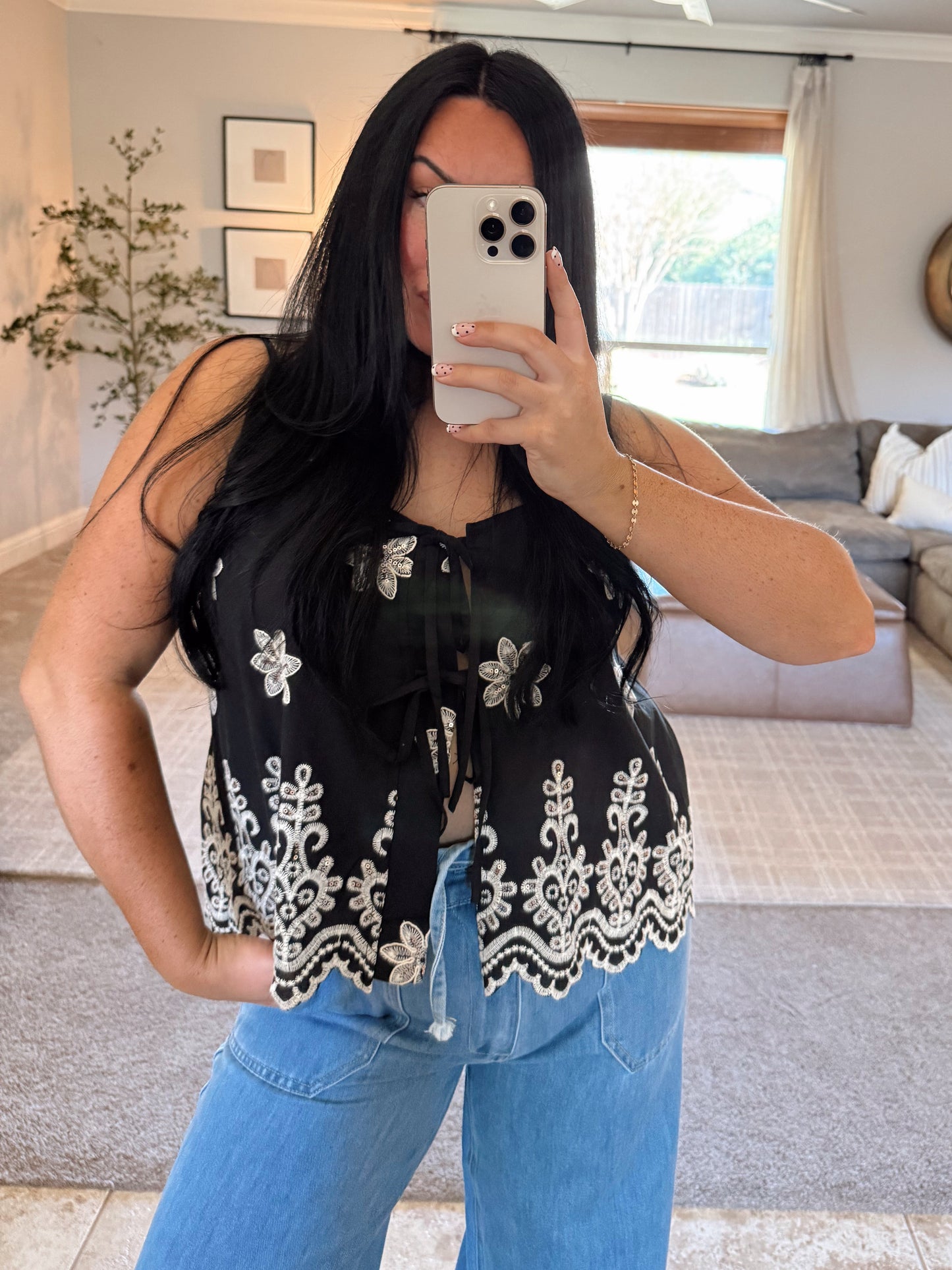 Poppy Eyelet Embroidered Top