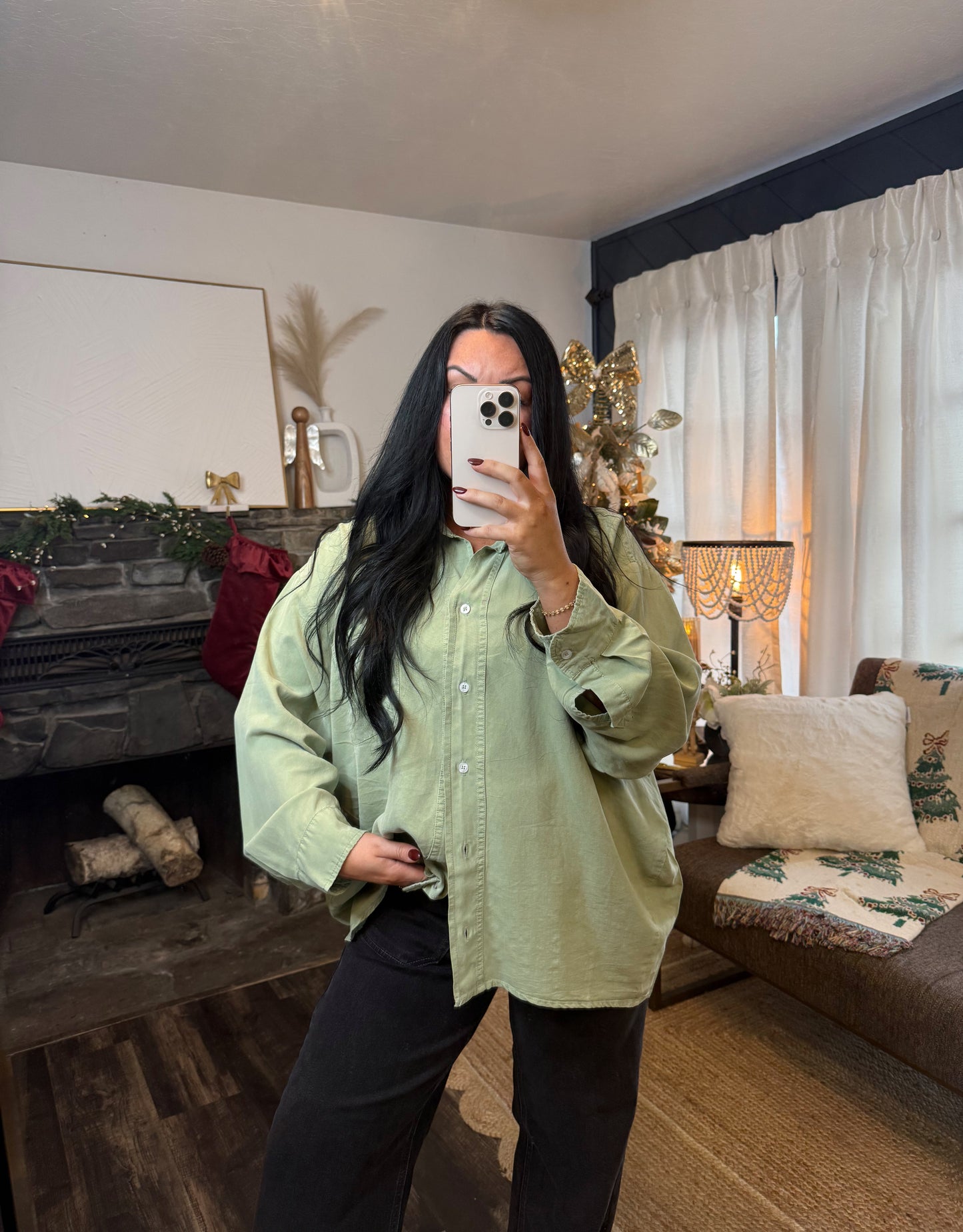 Sage Button Up Collar Shirt