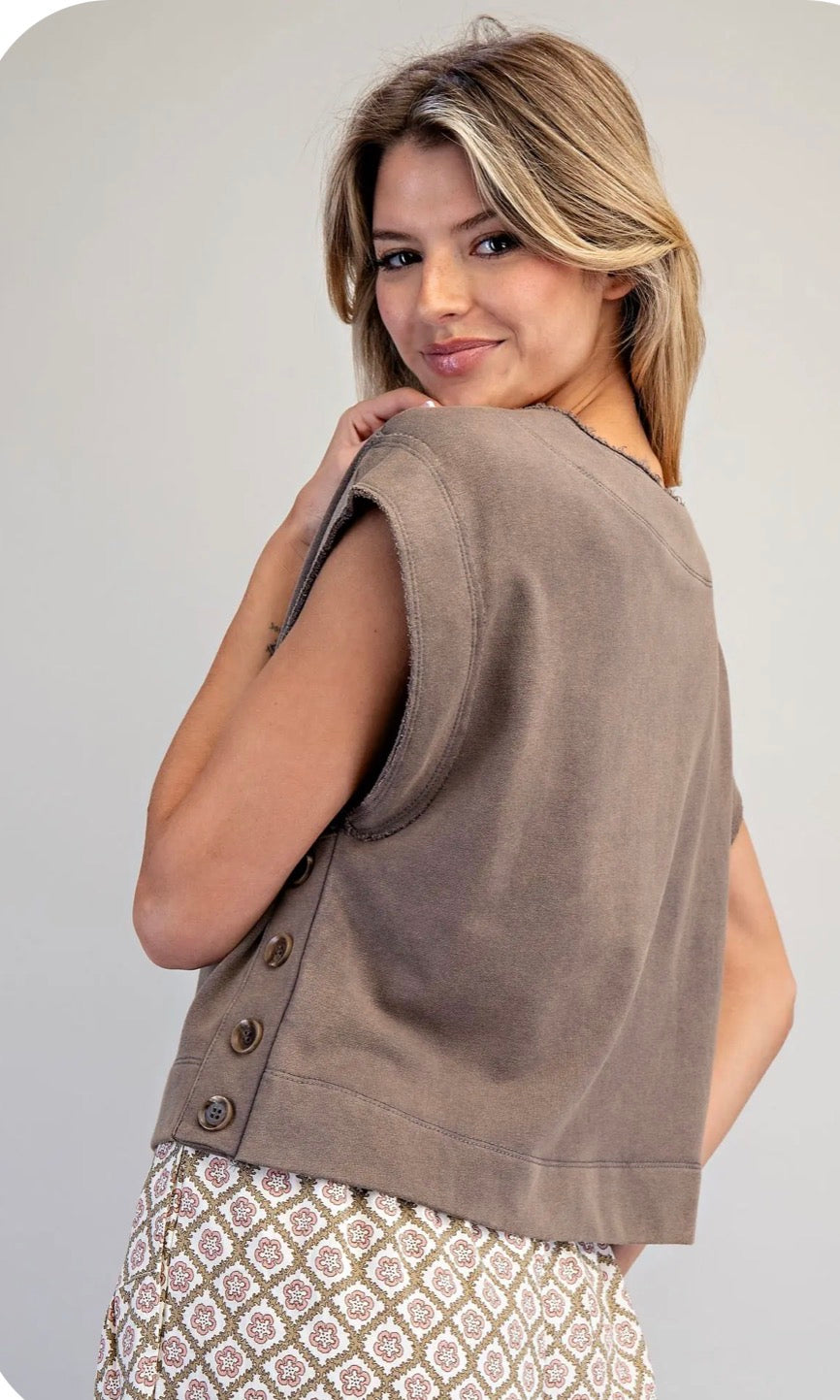 Ash Washed Side Panel Buttoned Top