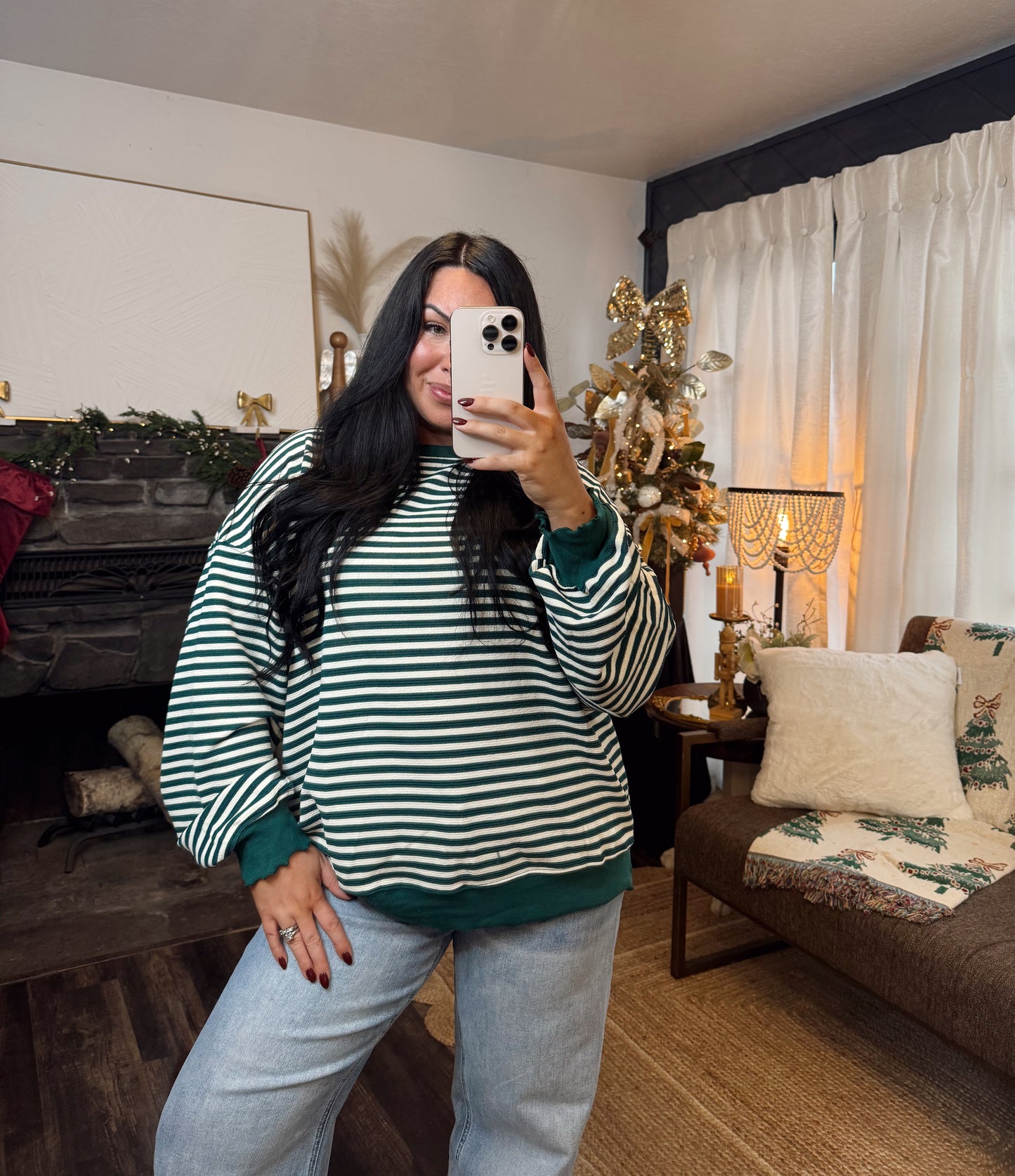 Emerald Stripe Long Sleeve Top