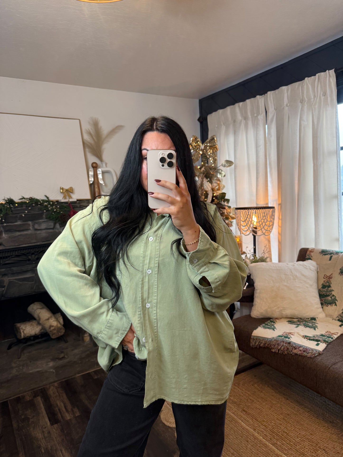 Sage Button Up Collar Shirt