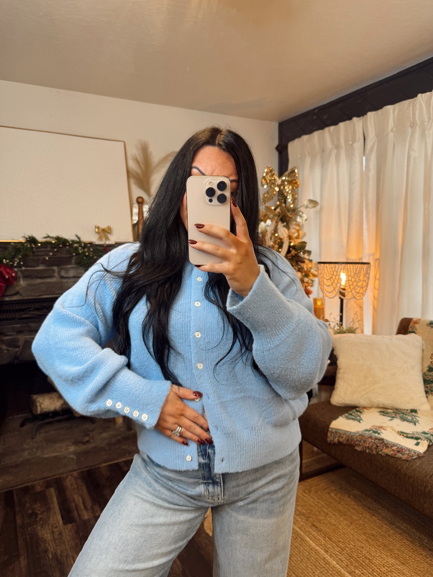 Icy Blue Button Up Cardigan